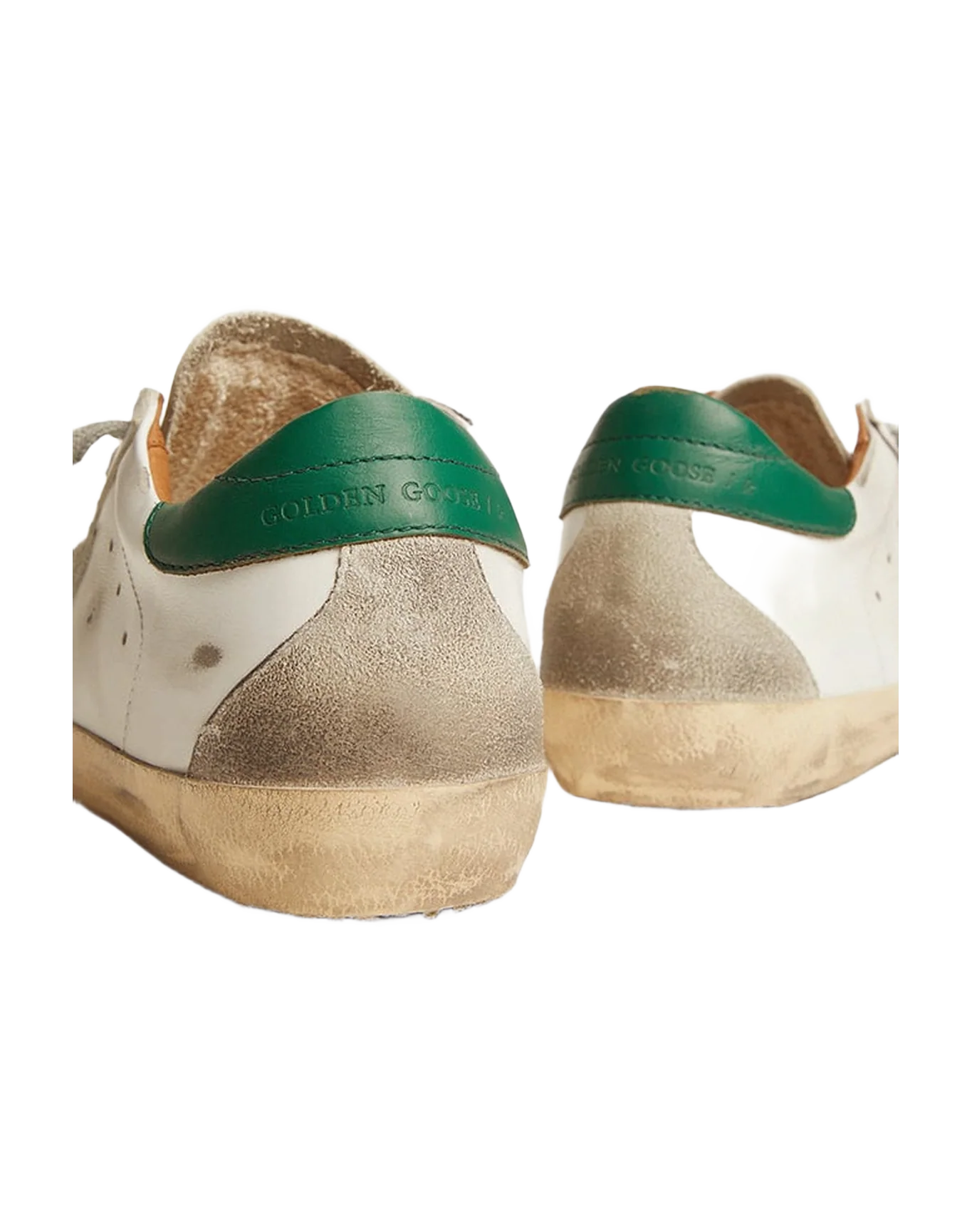 Women | Super-Star White Leather & Ice Suede with Green Heel Tab | White x Ice x Green - Image 6