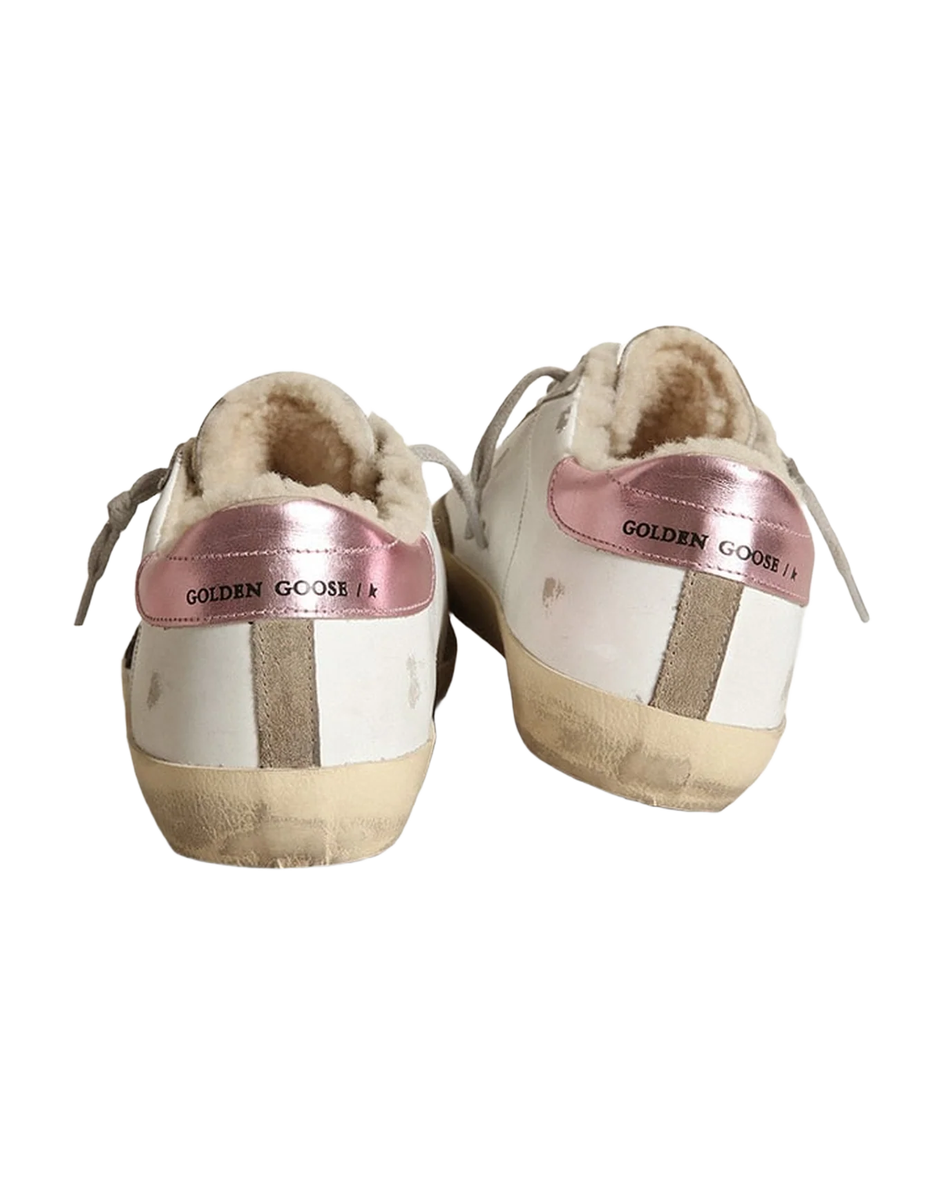 Women | Super-Star White Leather with Black Star & Pink Heel | White x Ice x Black x Pink - Image 5