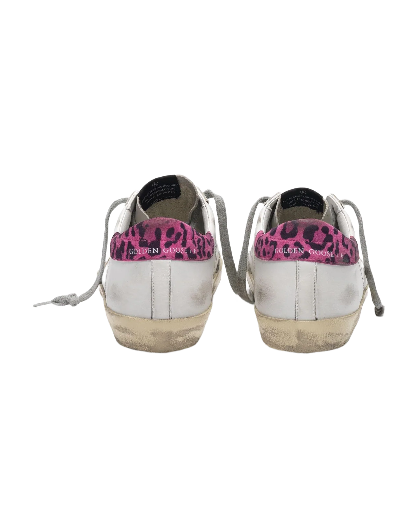 Women | Super-Star White Leather with Gold Star & Animalier Print Skin Heel Tab - Image 2