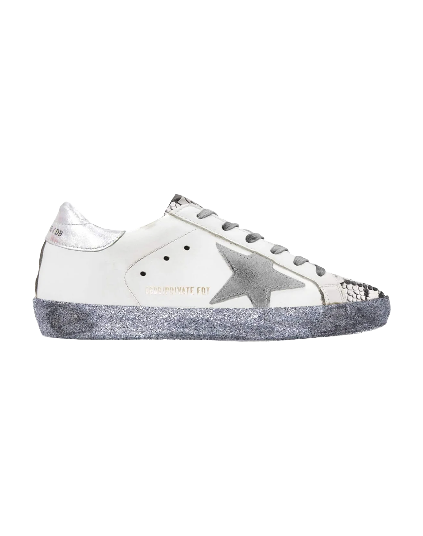 Women | Super-Star White Leather with Grey Star & Heel Tab