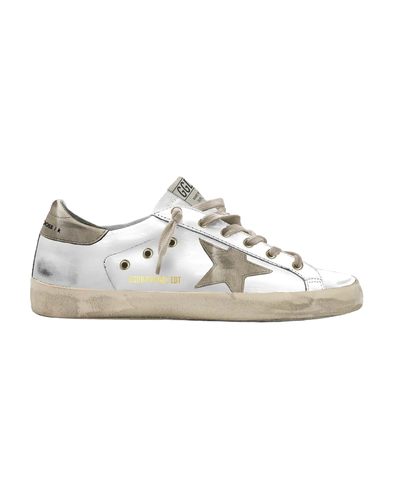 Women | Super-Star White Leather with Grey Star & Heel Tab | White x Grey - Image 2