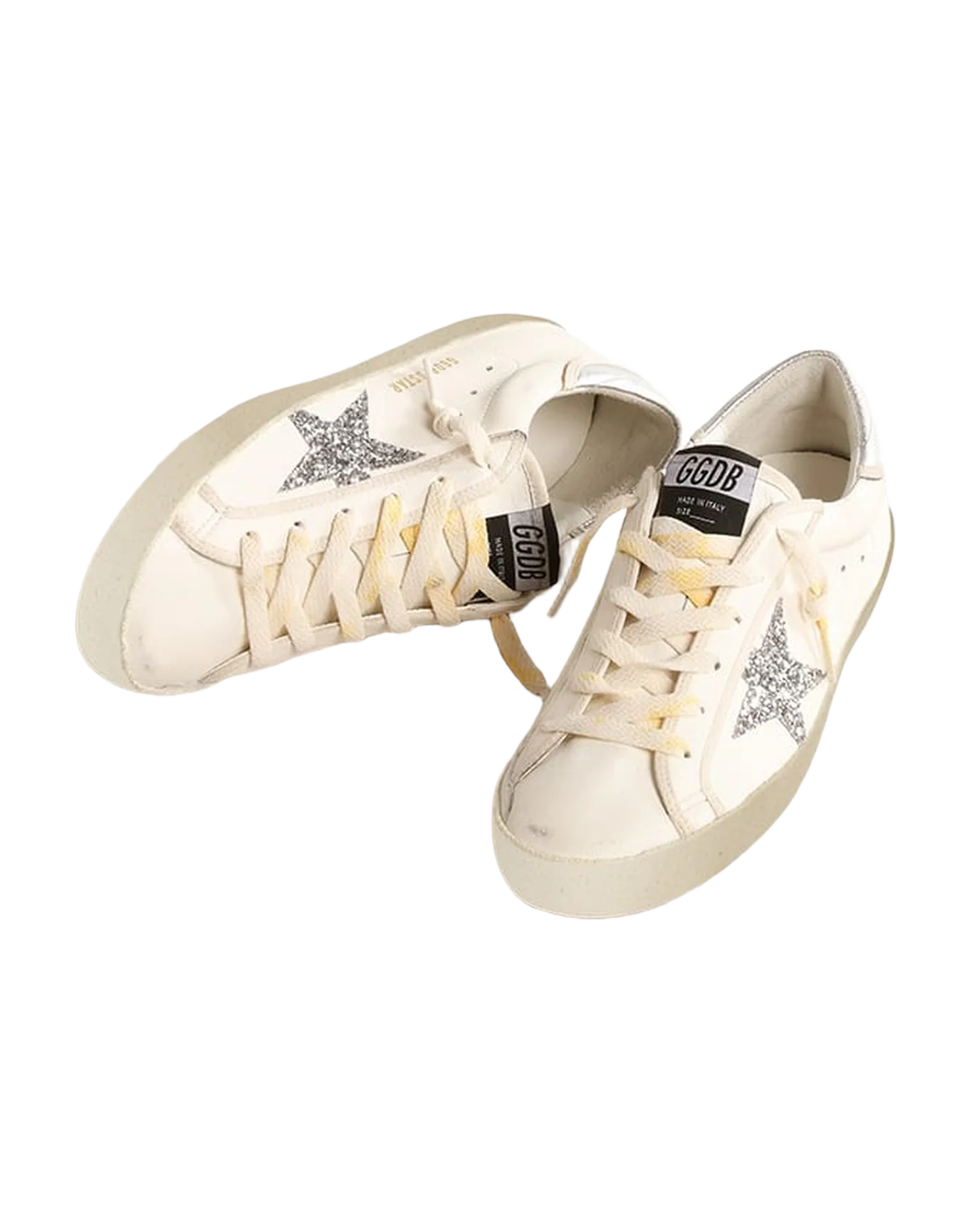 Women | Super-Star White Nappa & Glitter Silver Star | White x Silver - Image 2
