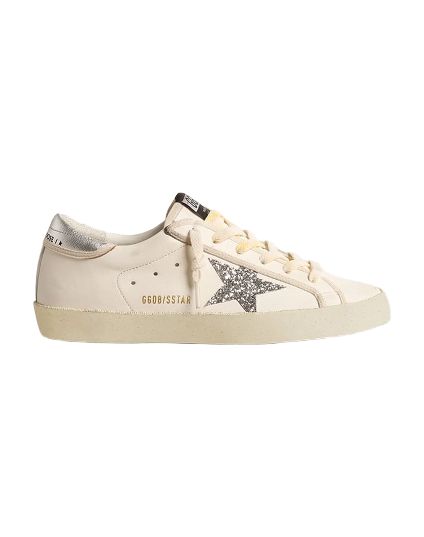 Women | Super-Star White Nappa & Glitter Silver Star | White x Silver - Image 4