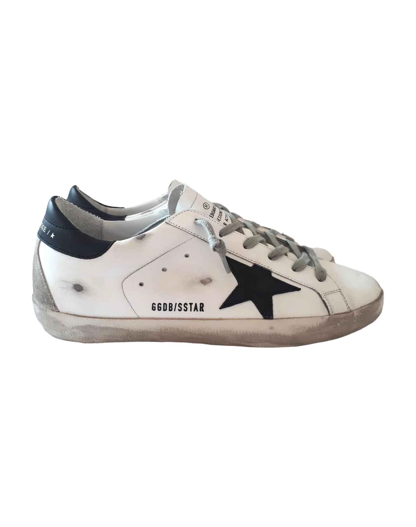 Women | Super-Star with Black Leather Star & Heel Tab | White x Black - Image 2