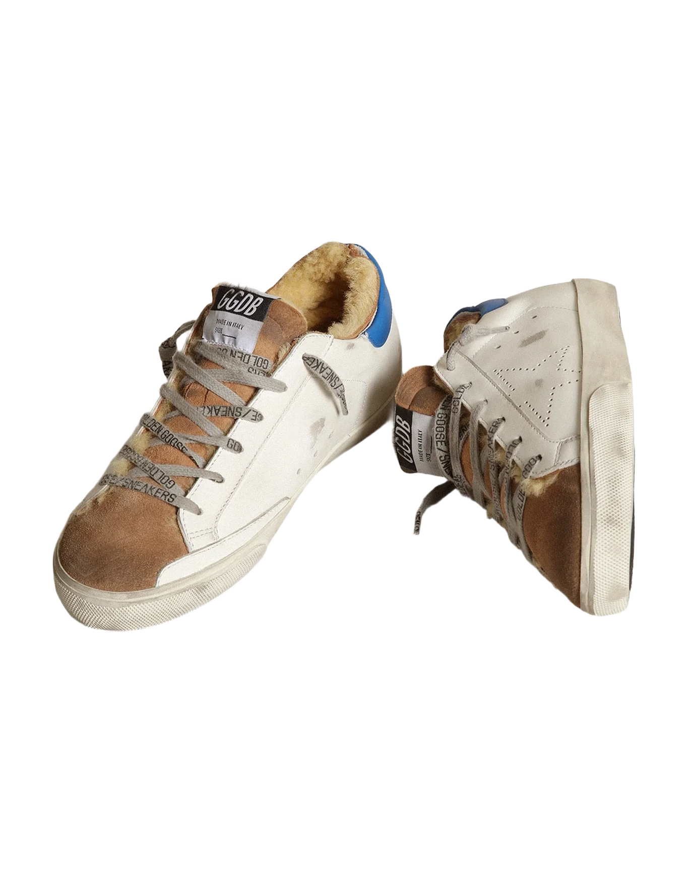 Women | Super-Star with Shearling Lining & Perforated Star | White x Tobacco x Blue - Image 6