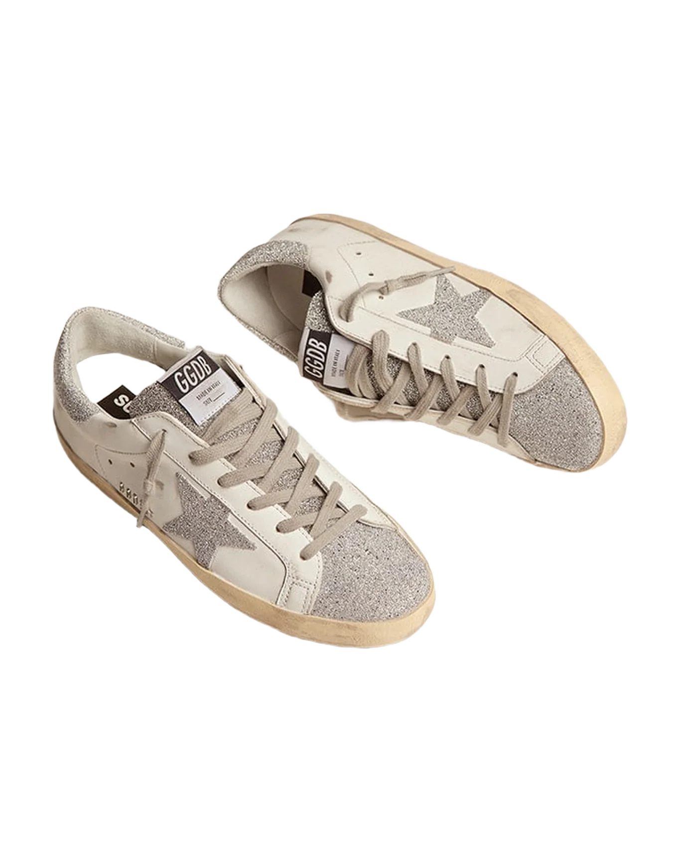 Women | Super-Star with White Leather Upper & Swarovski Crystal Inserts | White x Silver - Image 2