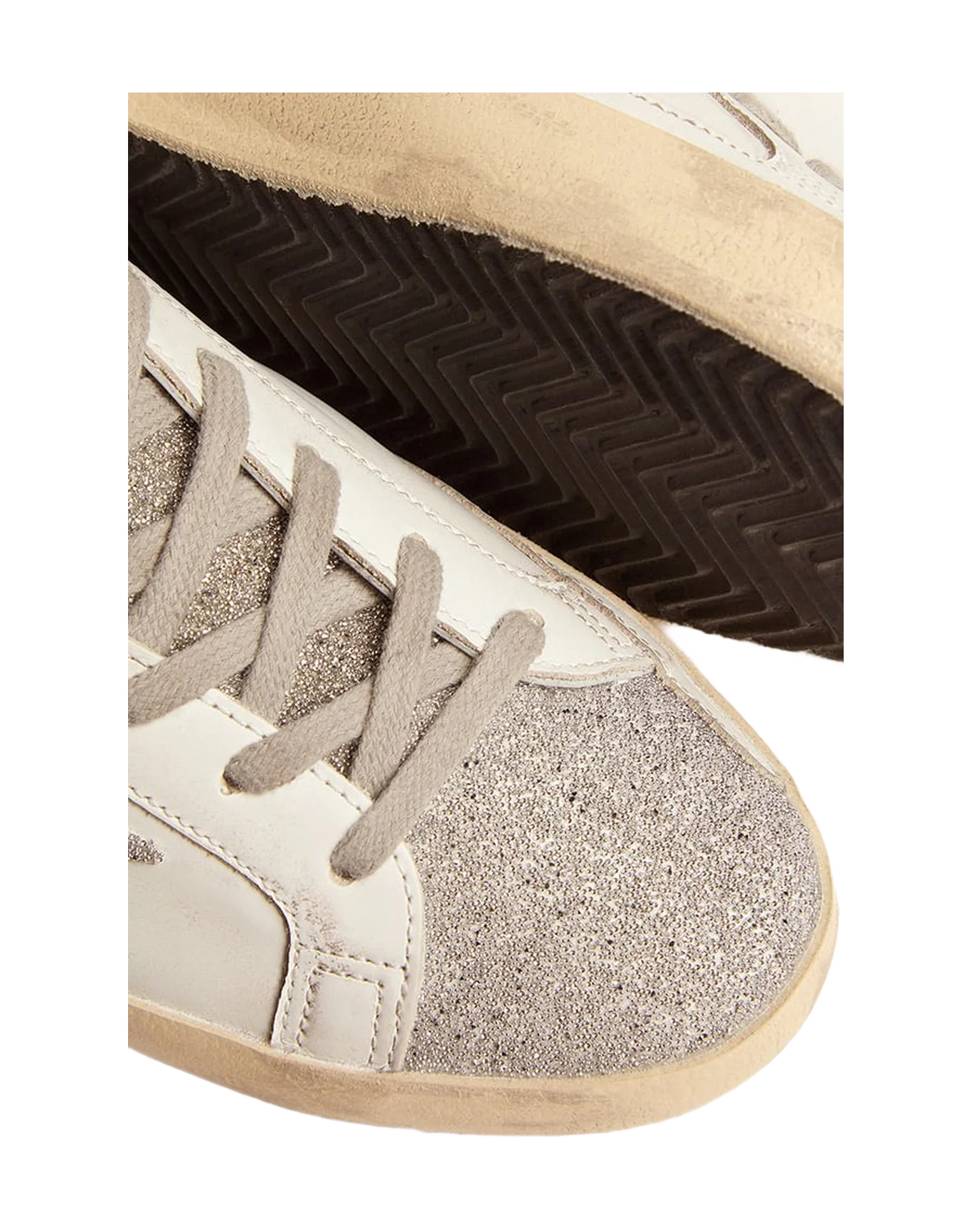 Women | Super-Star with White Leather Upper & Swarovski Crystal Inserts | White x Silver - Image 8
