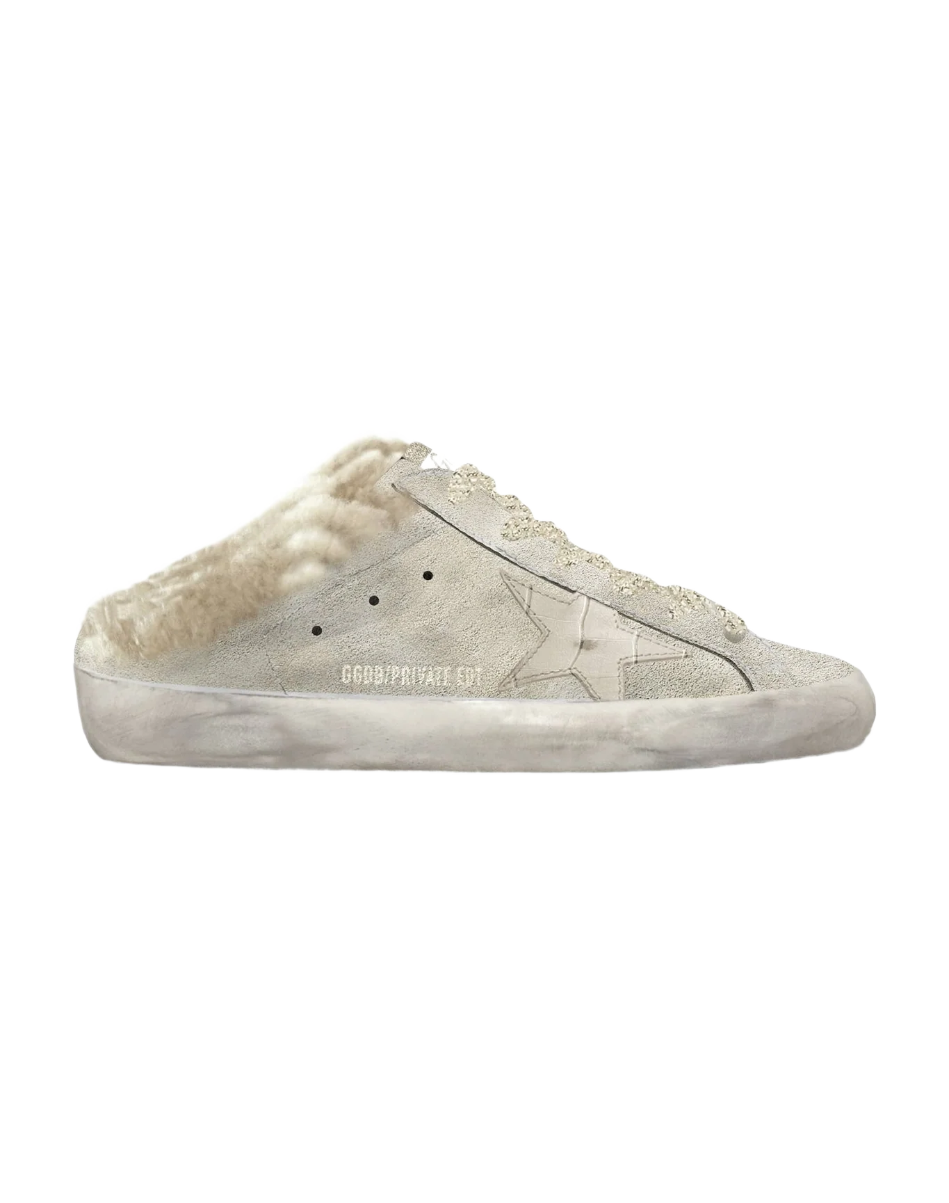 Women | Super-Star Wo Suede Sabot with Shearling & Marble Star | Marble x Cream