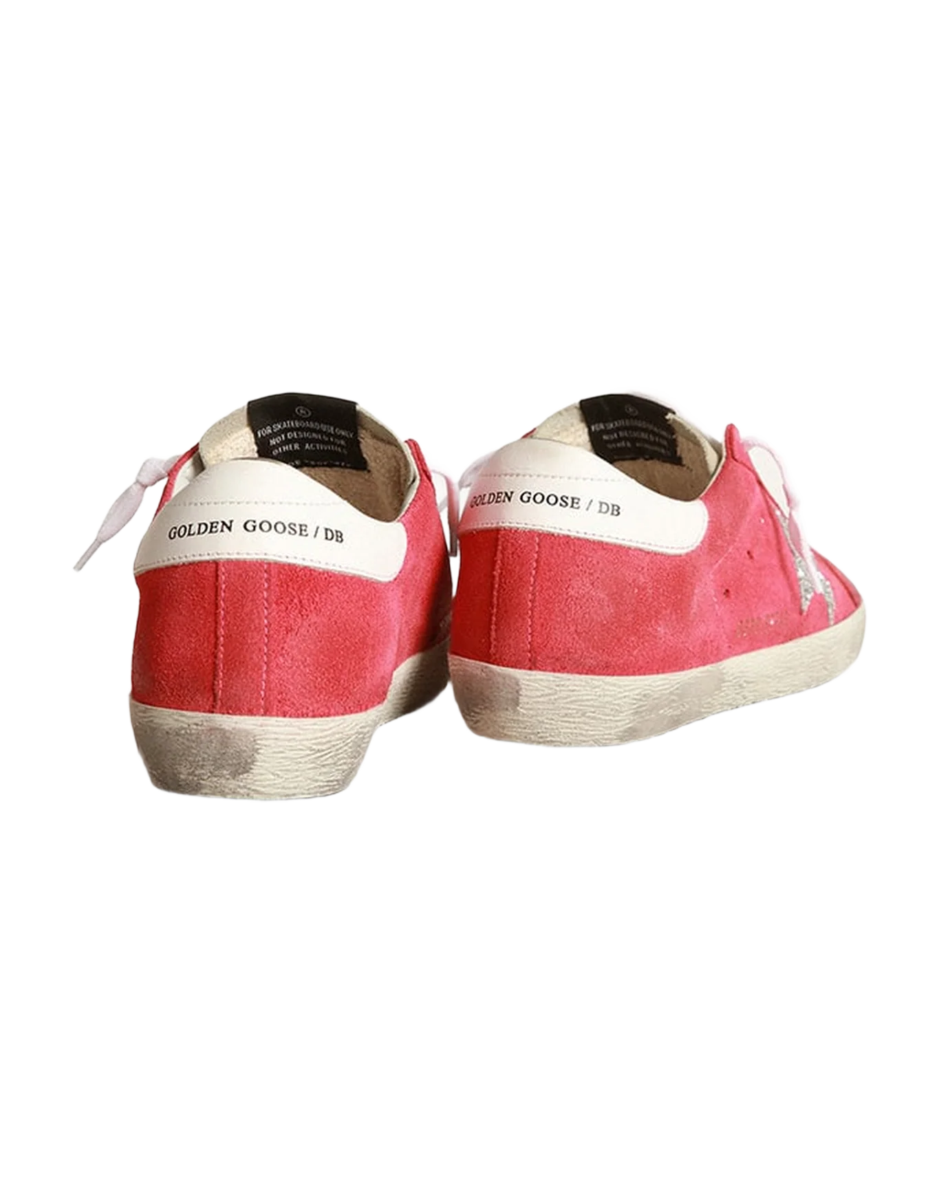 Women | Superstar Sneakers with Glitter Star & Perforated Toecap | Dark Pink x Milk x Silver x White - Image 4