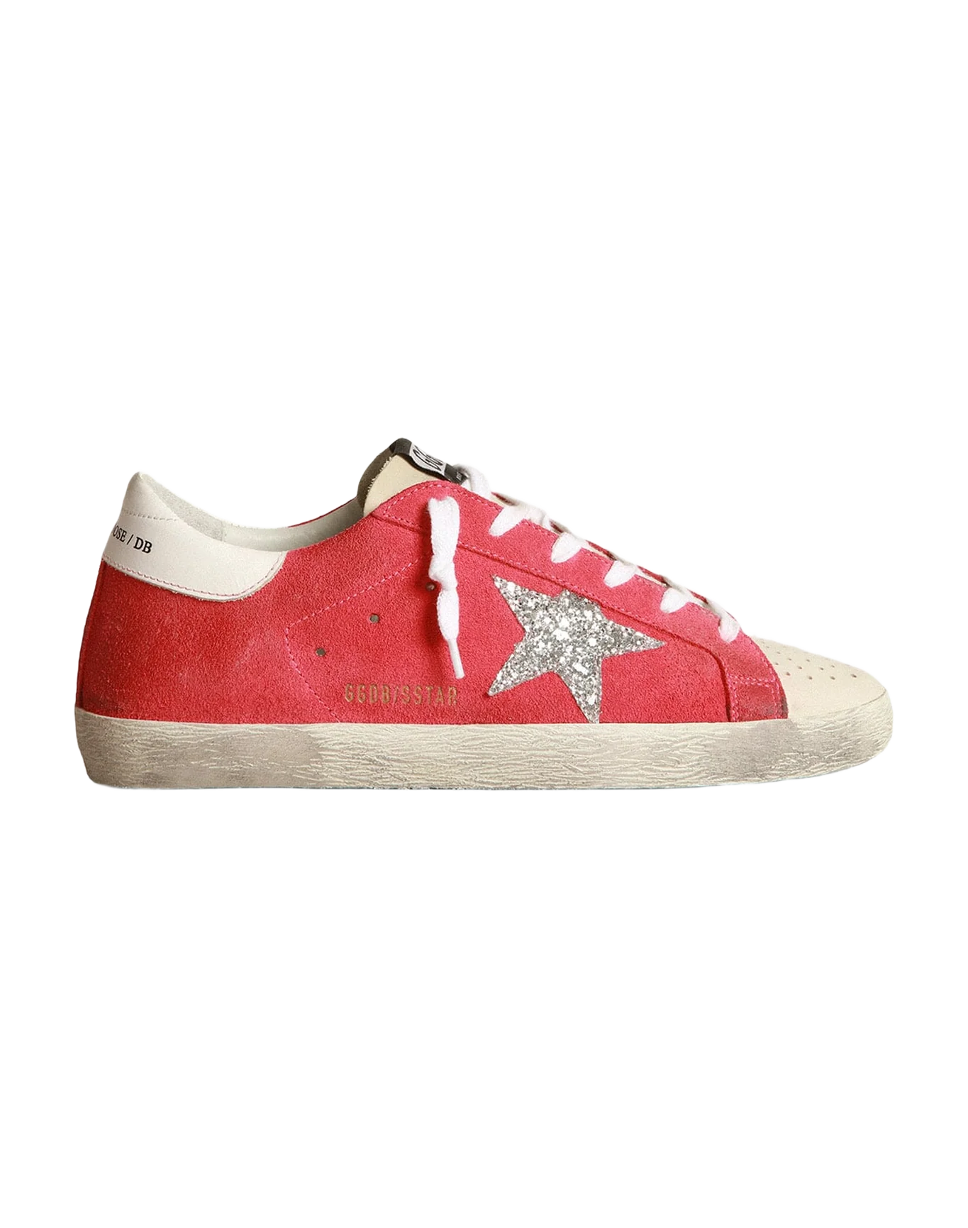 Women | Superstar Sneakers with Glitter Star & Perforated Toecap | Dark Pink x Milk x Silver x White - Image 5