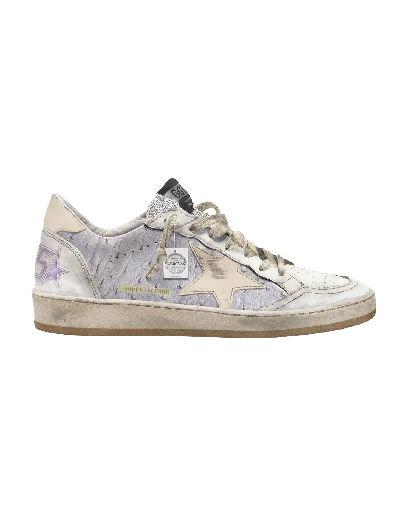 Women | Swarovski Ball Star Lilac Crocodile Leather with Star & Pink Heel Tab | Lilac x Cream x White x Crystal