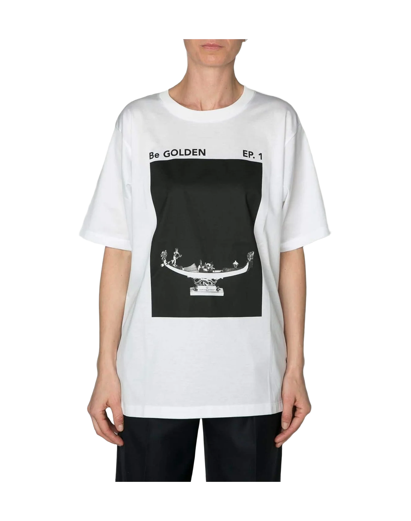 Women | T-Shirt Cindy White/Black Be Golden