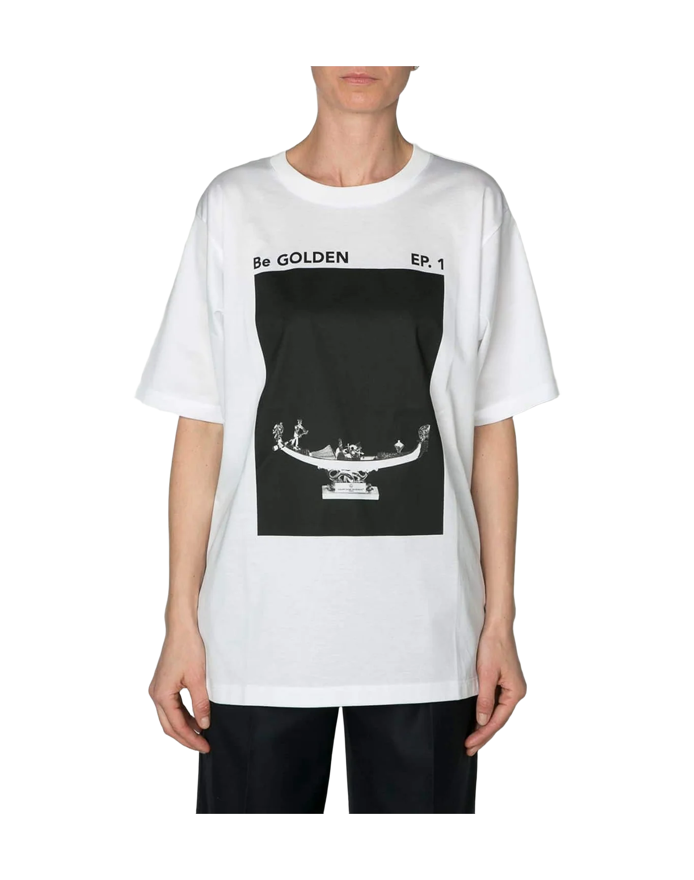 Women | T-Shirt Cindy White/Black Be Golden - Image 3