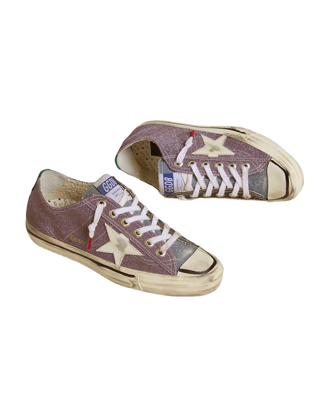 Women | V-Star Lab Lilac Leather & Glitter with White Star & Silver Glitter Tongue | Purple x Lilac x Black x White x Green - Image 2
