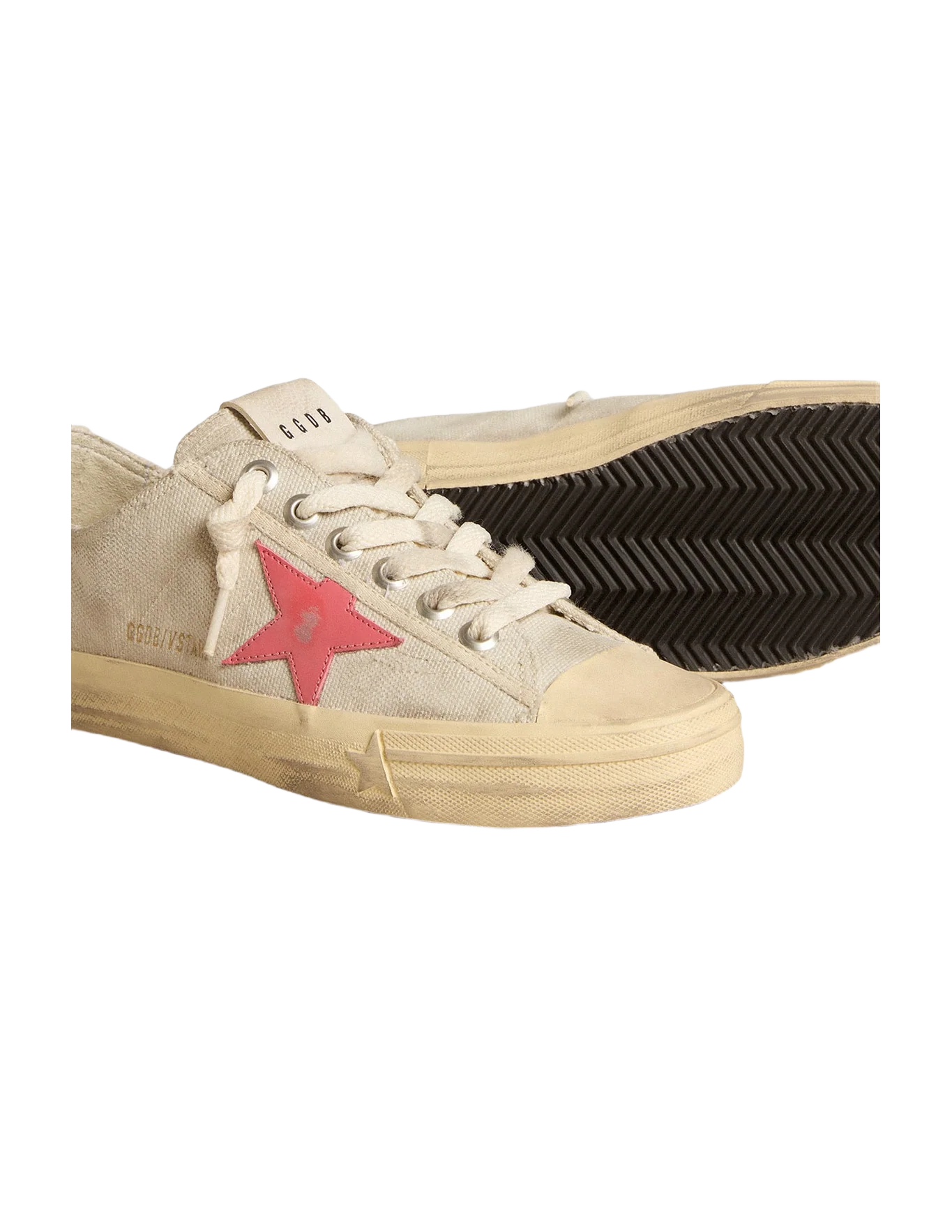 Women | V-Star Light Gray Canvas with A Red Leather Star | Light Grey x Mineral Red - Image 5