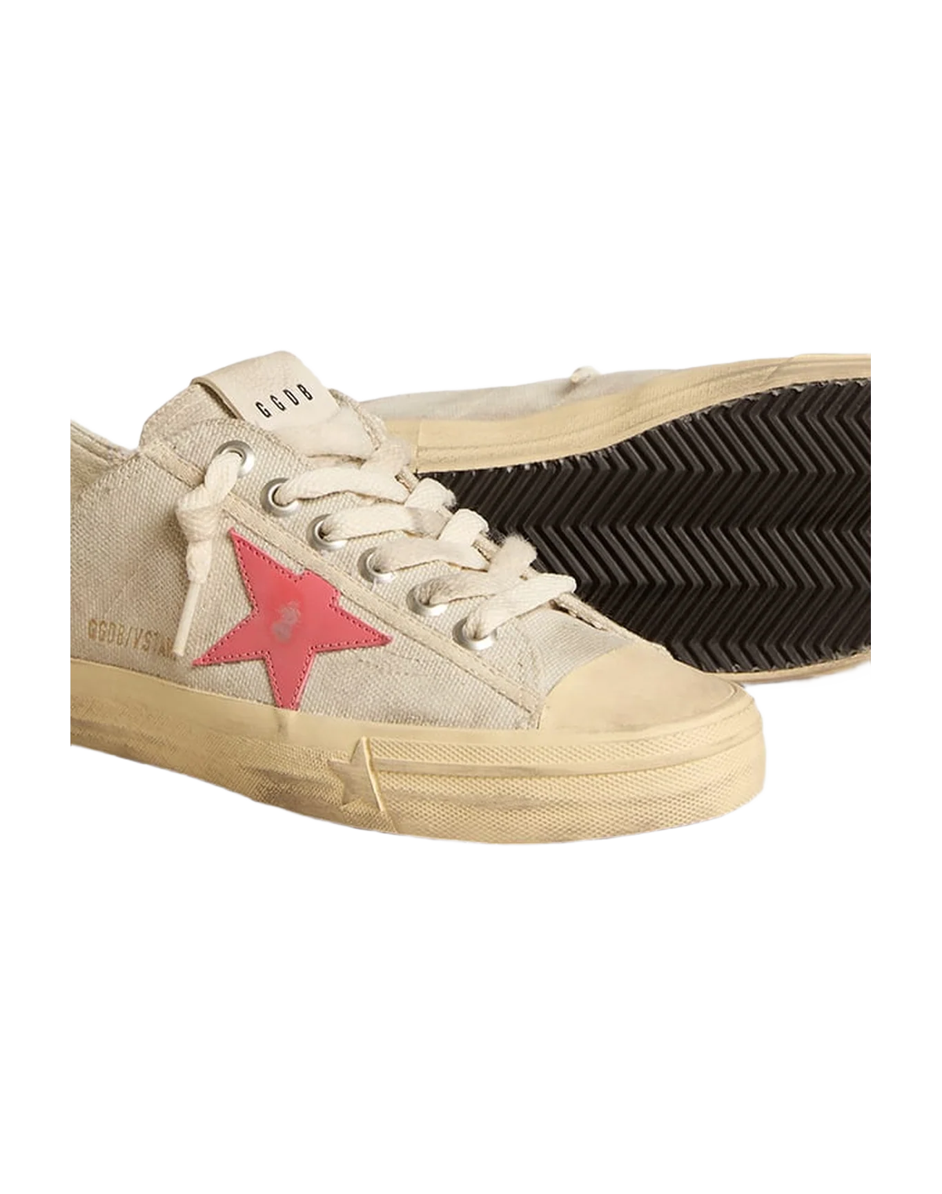 Women | V-Star Light Gray Canvas with A Red Leather Star | Light Grey x Mineral Red - Image 6