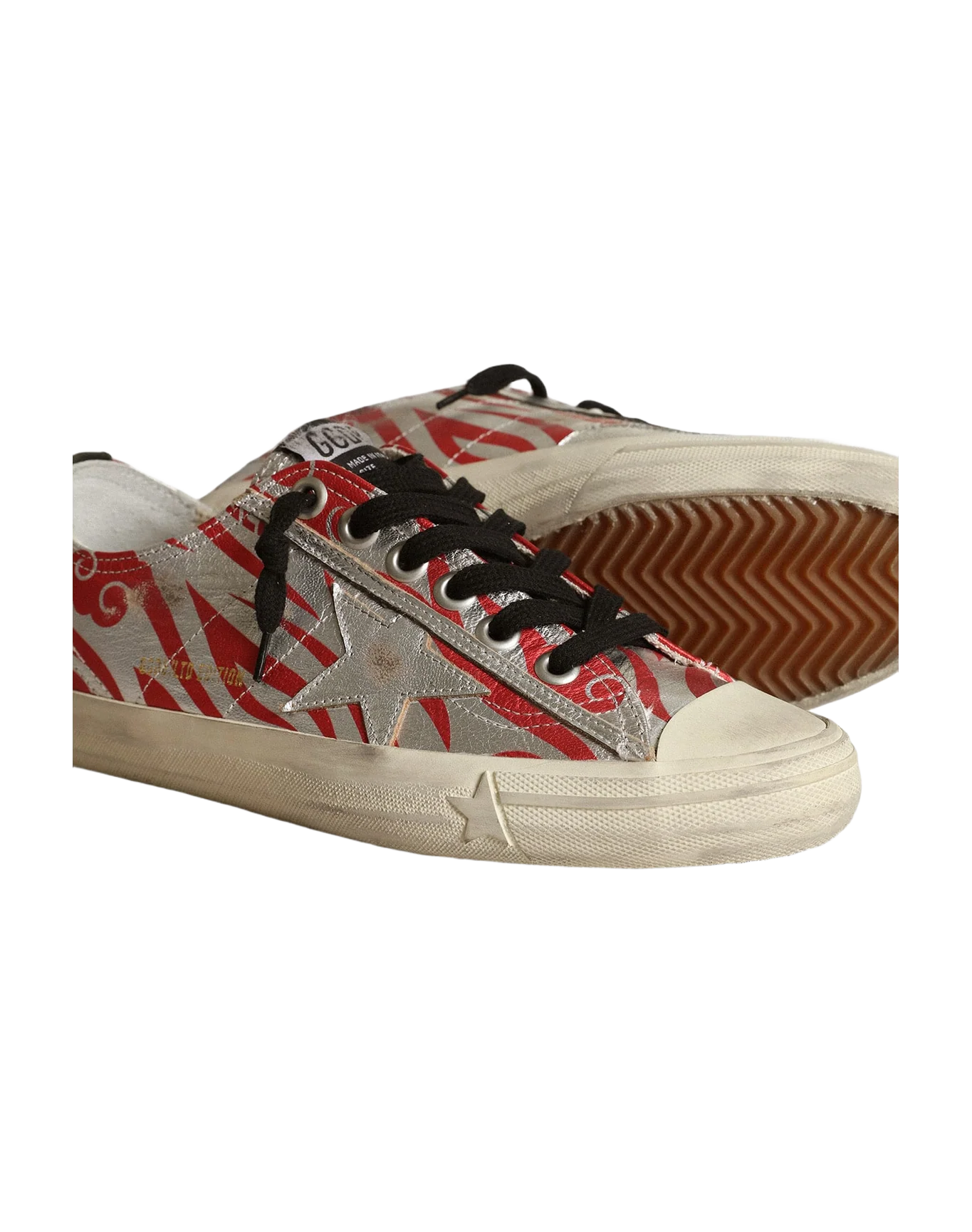 Women | V-Star Ltd Silver & Red Laminated Leather with Tiger Print | Silver x Red Print x Black - Image 4