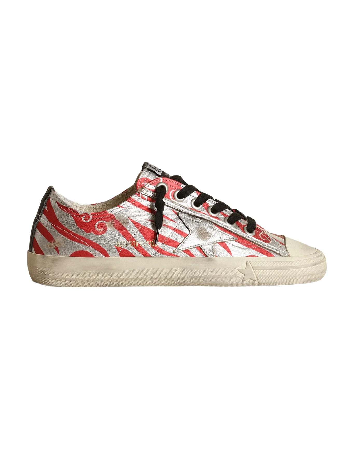 Women | V-Star Ltd Silver & Red Laminated Leather with Tiger Print | Silver x Red Print x Black - Image 5