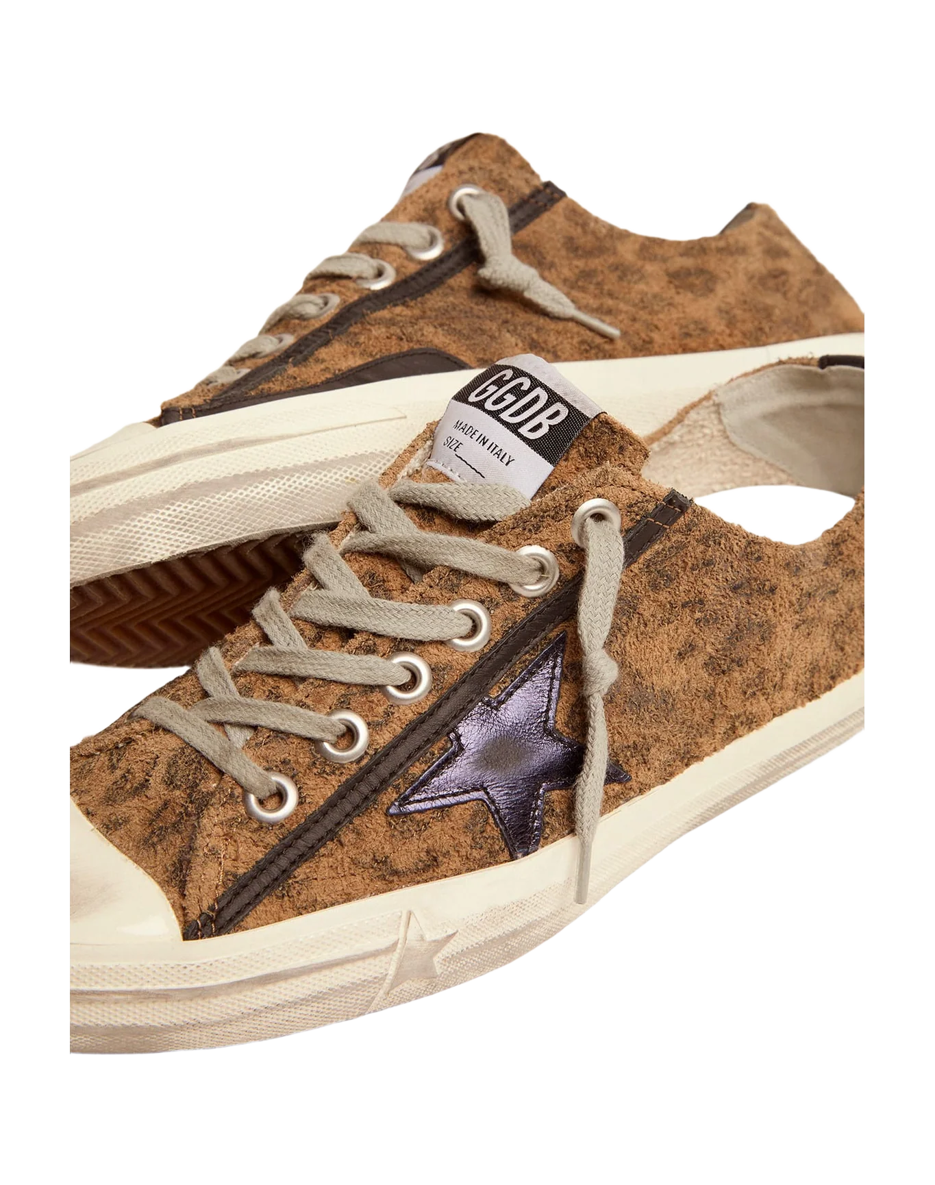 Women | V-Star Ltd Sneakers Leopard-Print Suede with A Black Laminated Leather Star | Beige Brown Leo x Night Blue x Black - Image 8