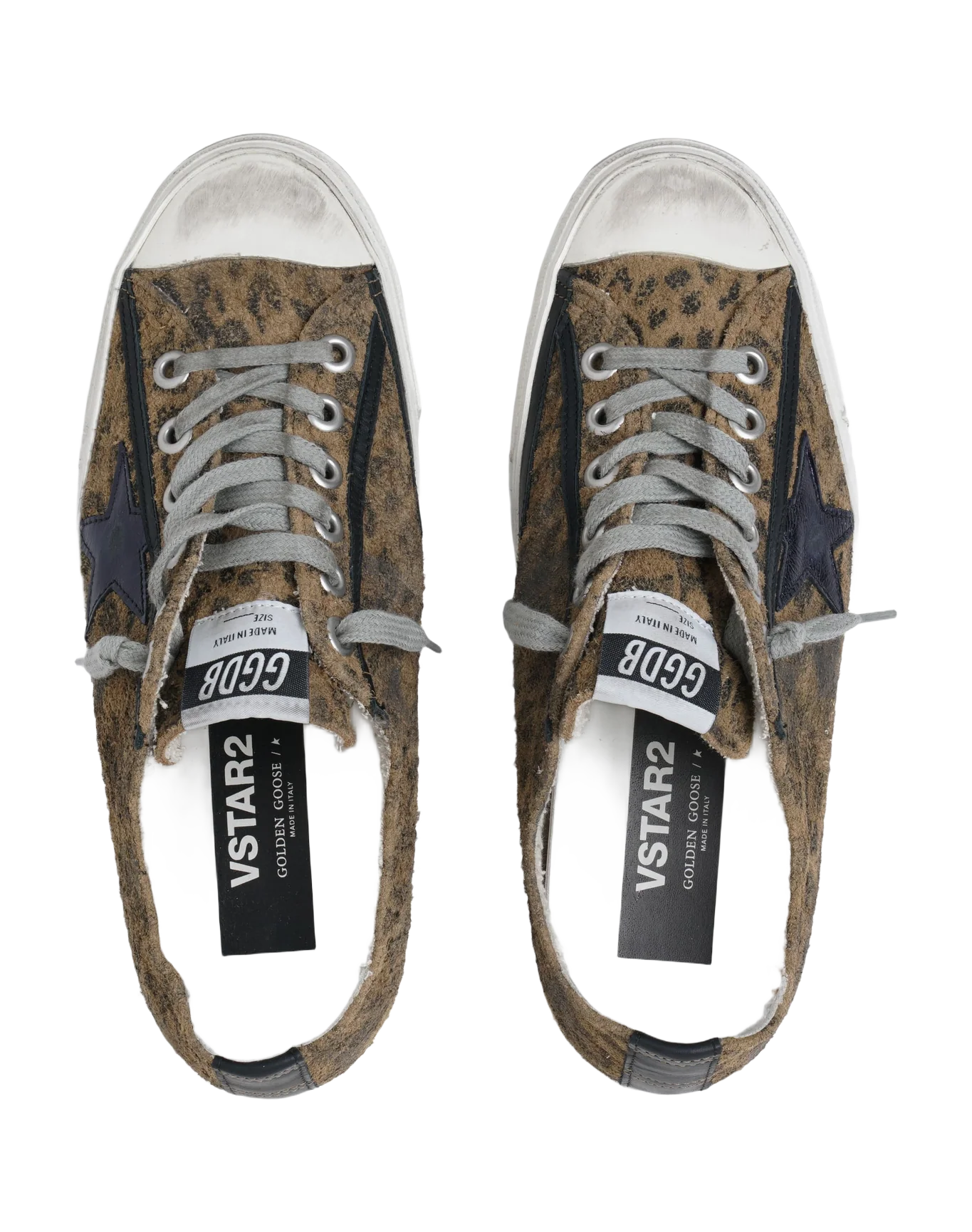 Women | V-Star Ltd Sneakers Leopard-Print Suede with A Black Laminated Leather Star | Beige Brown Leo x Night Blue x Black - Image 9