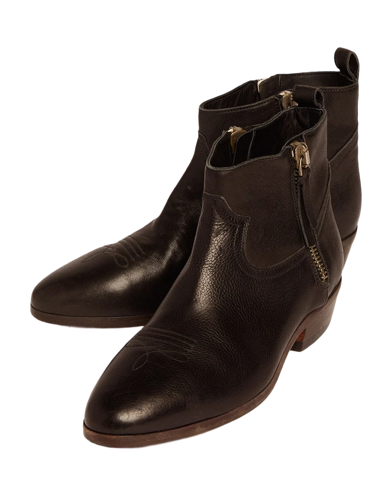 Women | Viand Ankle Boots Leather with Cowboy-Style Decoration | Black - Image 2