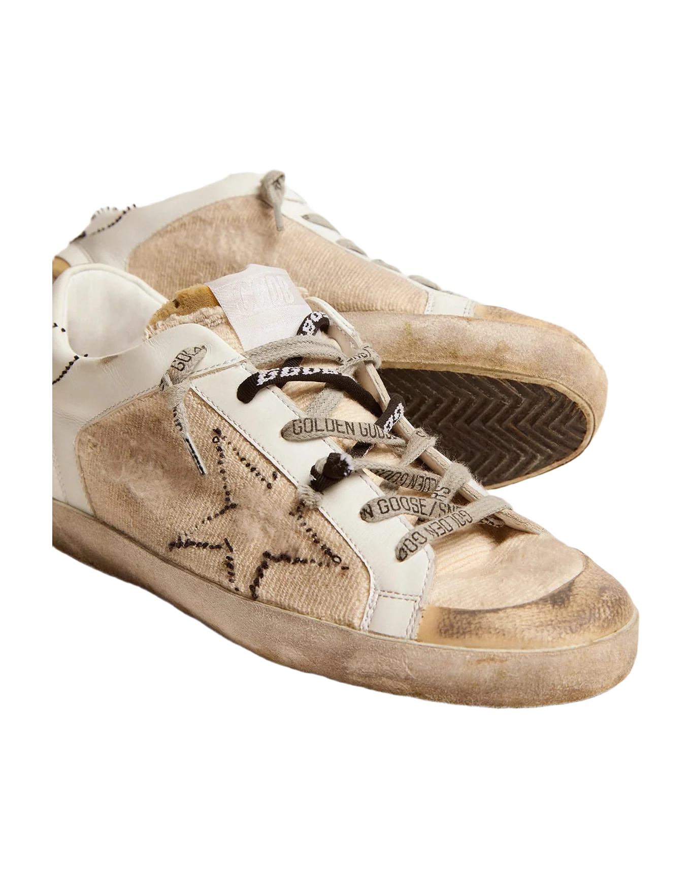 Women | White & Beige Inside Out Super-Star Sneakers | White x Beige - Image 8