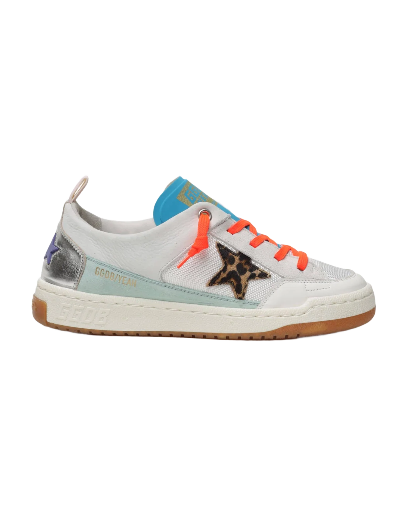 Women | White & Blue Yeah Sneakers with Leopard-Print Star | White x Beige Brown Leo - Image 2