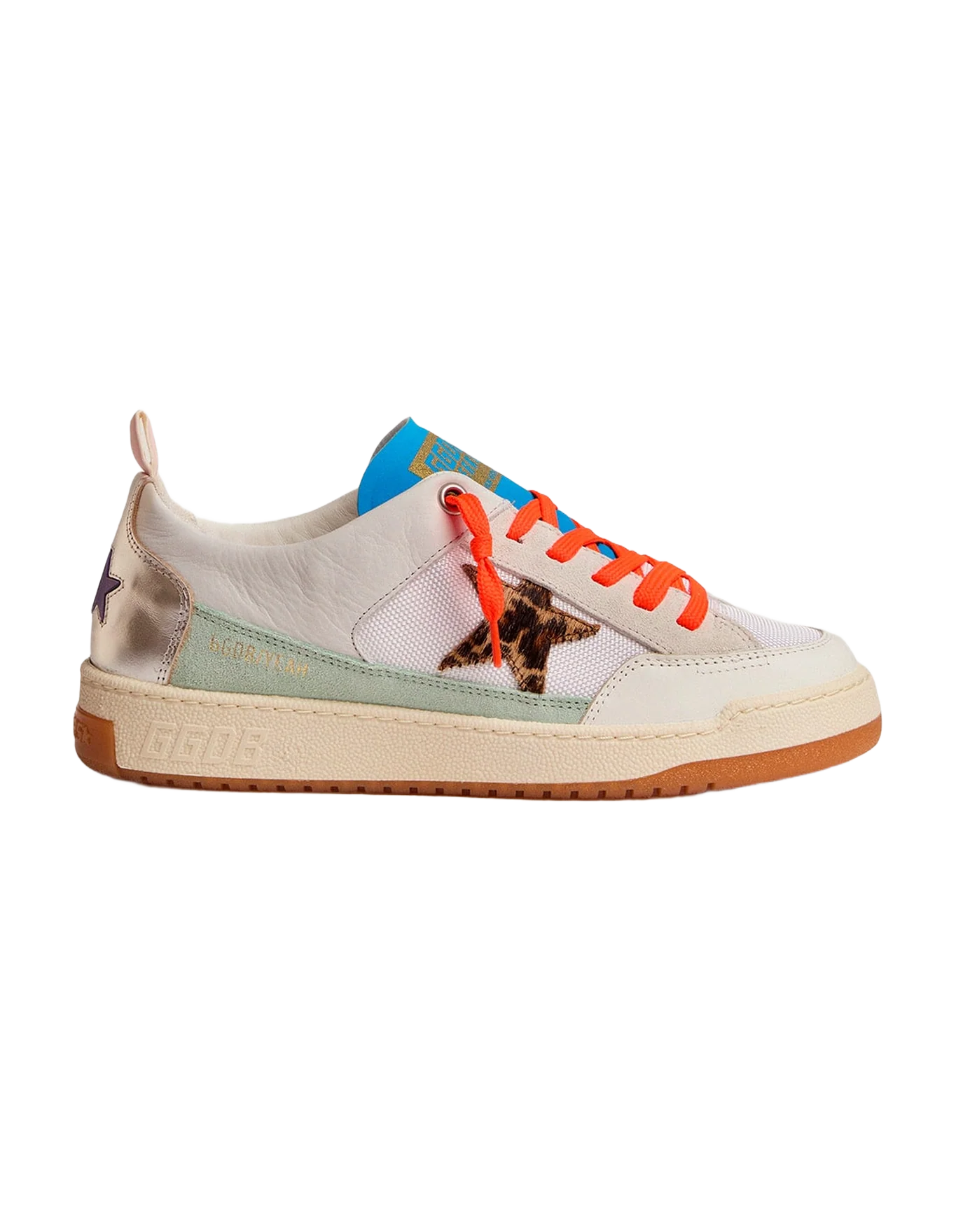 Women | White & Blue Yeah Sneakers with Leopard-Print Star | White x Beige Brown Leo - Image 4
