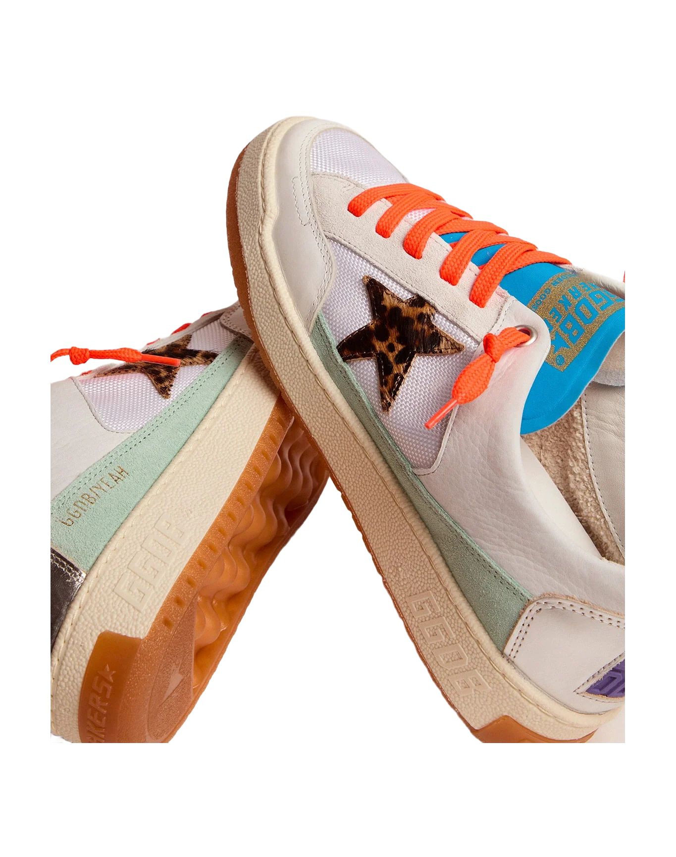 Women | White & Blue Yeah Sneakers with Leopard-Print Star | White x Beige Brown Leo - Image 5