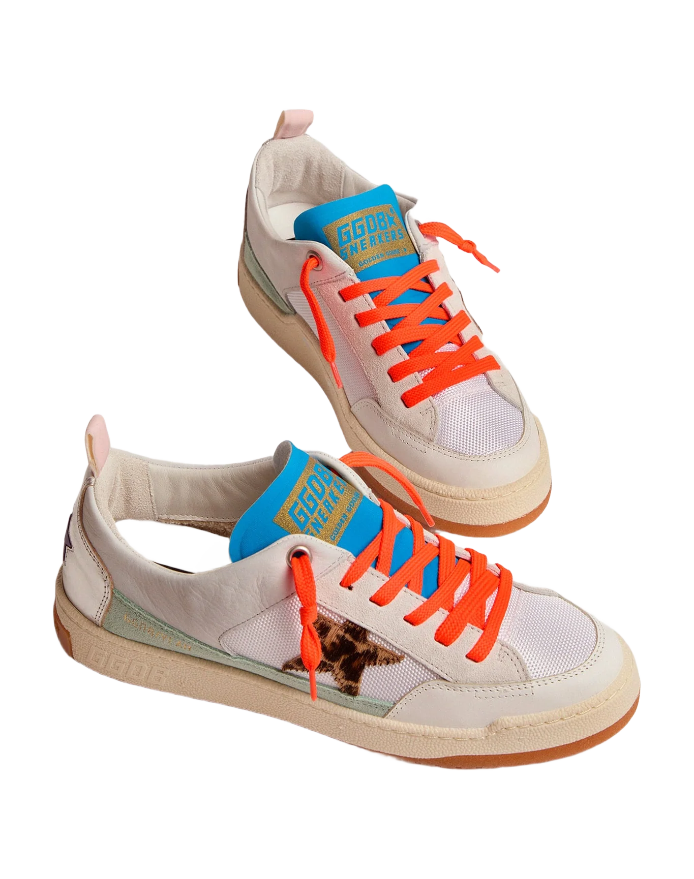 Women | White & Blue Yeah Sneakers with Leopard-Print Star | White x Beige Brown Leo - Image 6