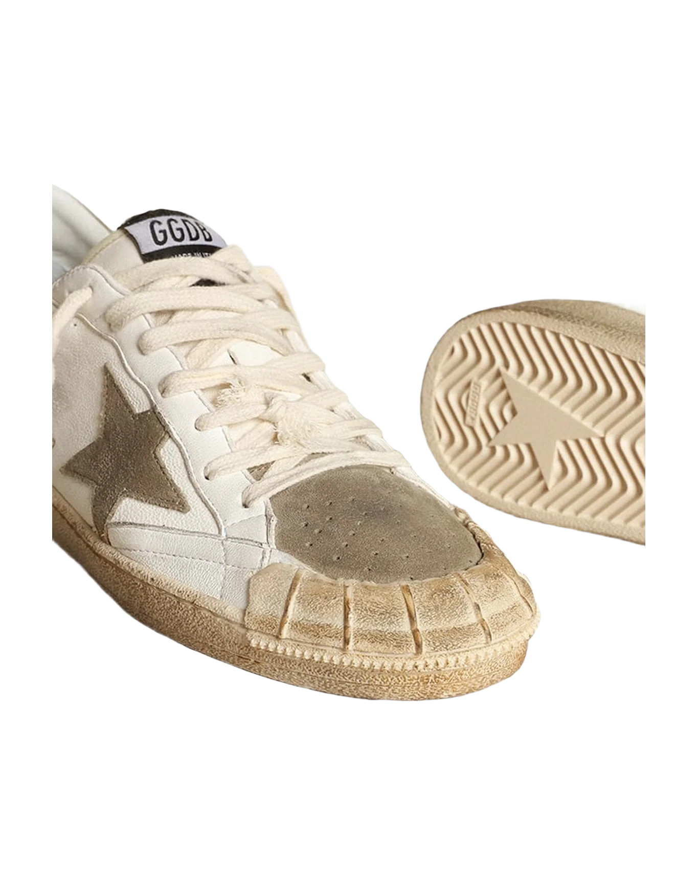 Women | White Ball Star Ltd with A Dove Gray Star & Heel Tab | White x Taupe - Image 6