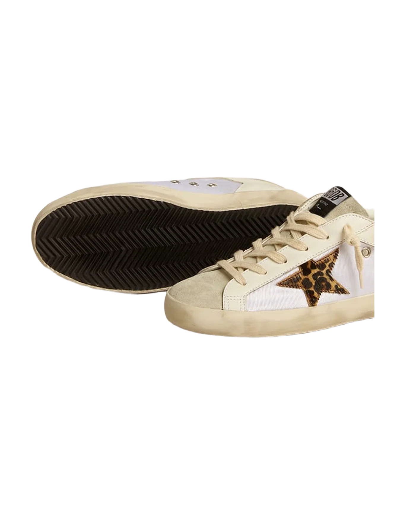 Women | White/Beige/Ivory Trainers with Animalier Star | White x Ice x Beige Brown Leo x Ivory - Image 2