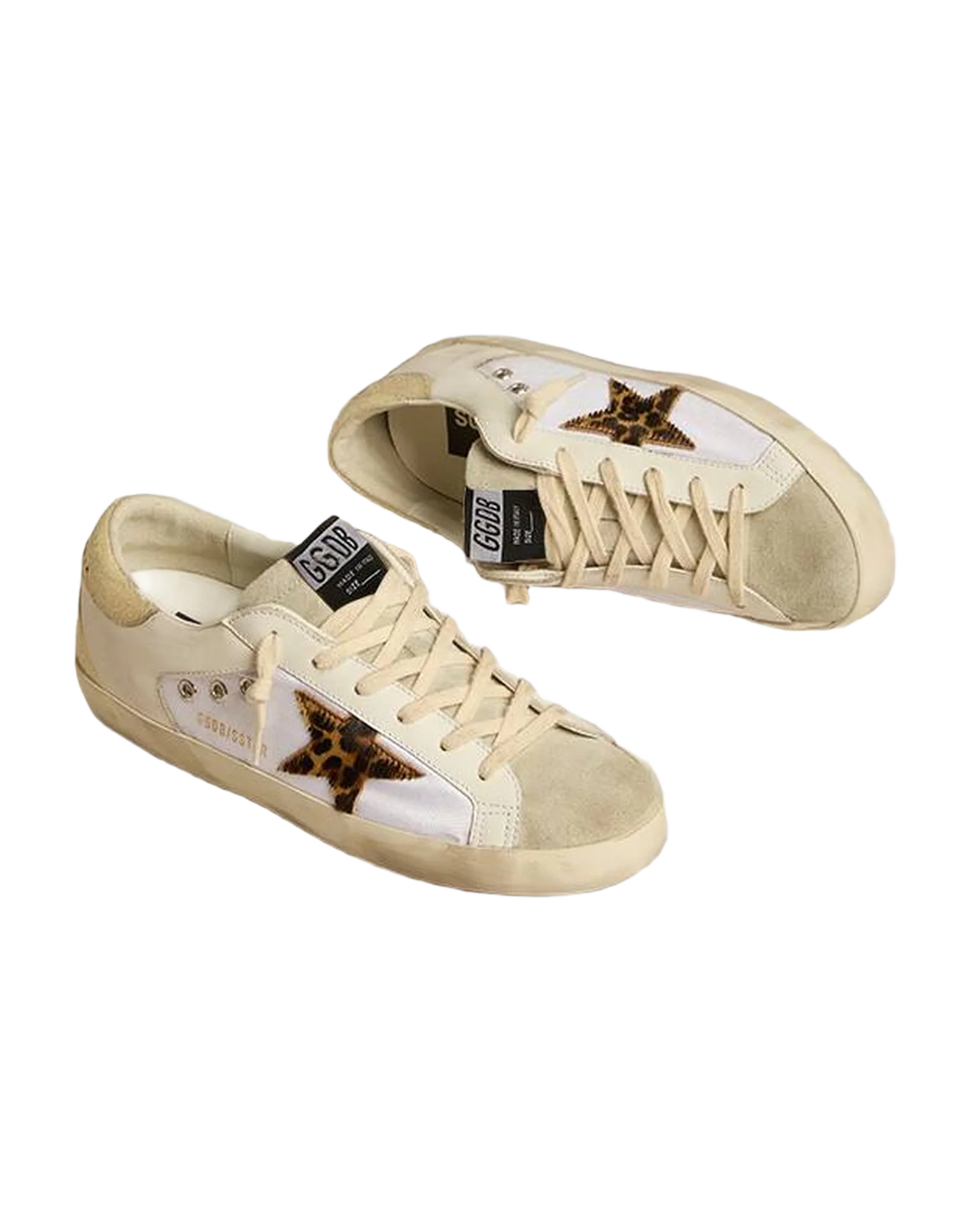 Women | White/Beige/Ivory Trainers with Animalier Star | White x Ice x Beige Brown Leo x Ivory - Image 3