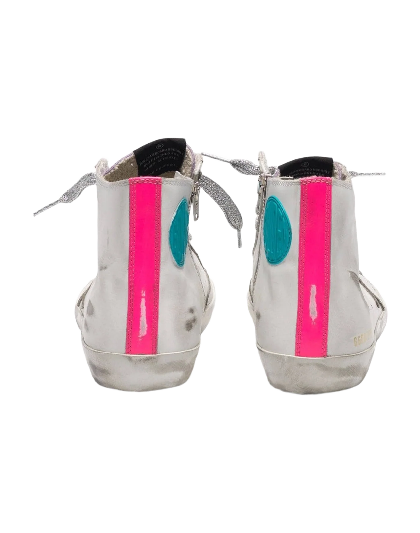Women | White Francy Sneakers Leather with Fuchsia Bands
