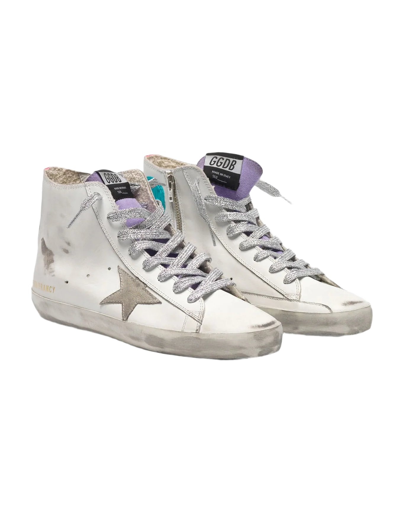 Women | White Francy Sneakers Leather with Fuchsia Bands - Image 2