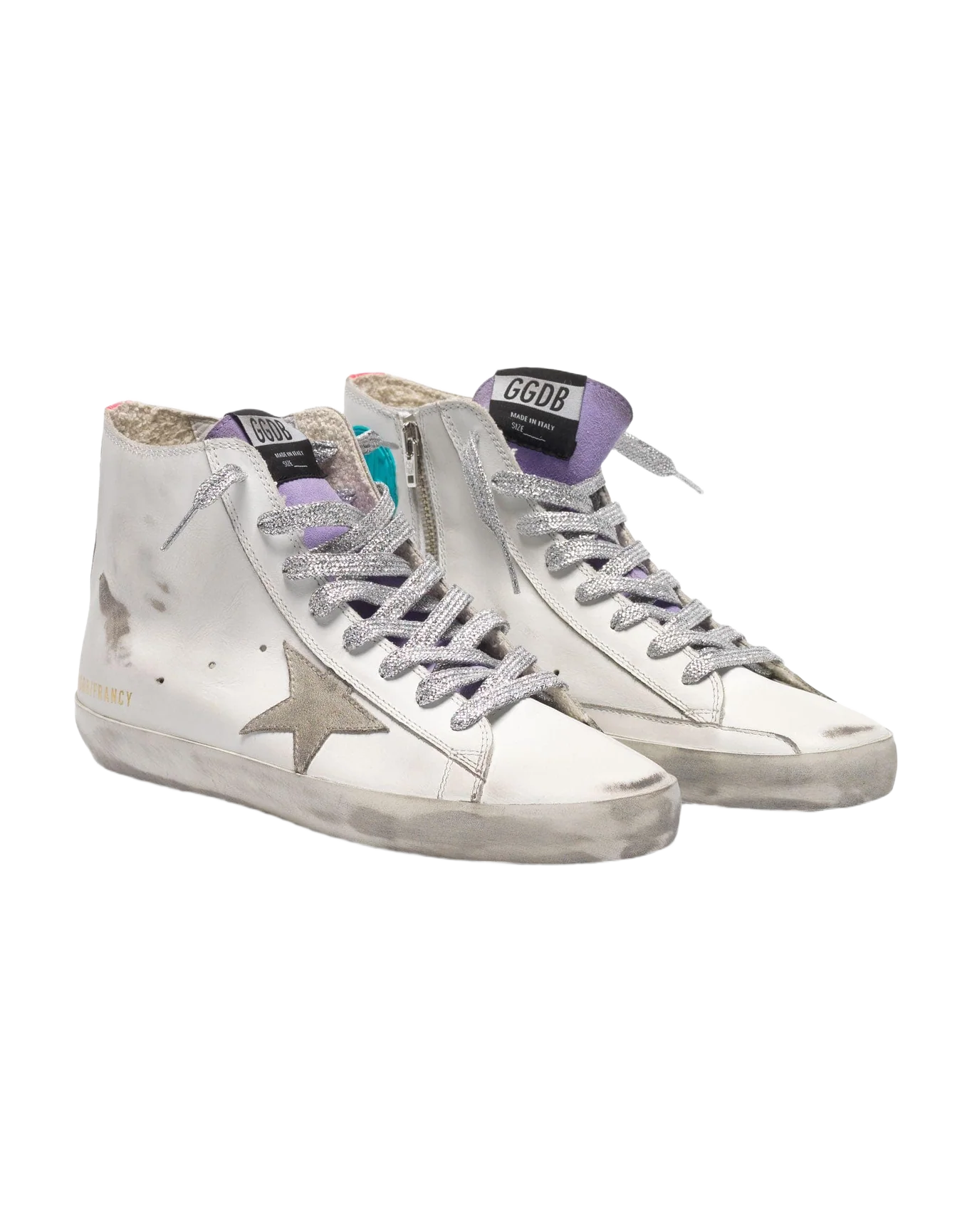 Women | White Francy Sneakers Leather with Fuchsia Bands - Image 3