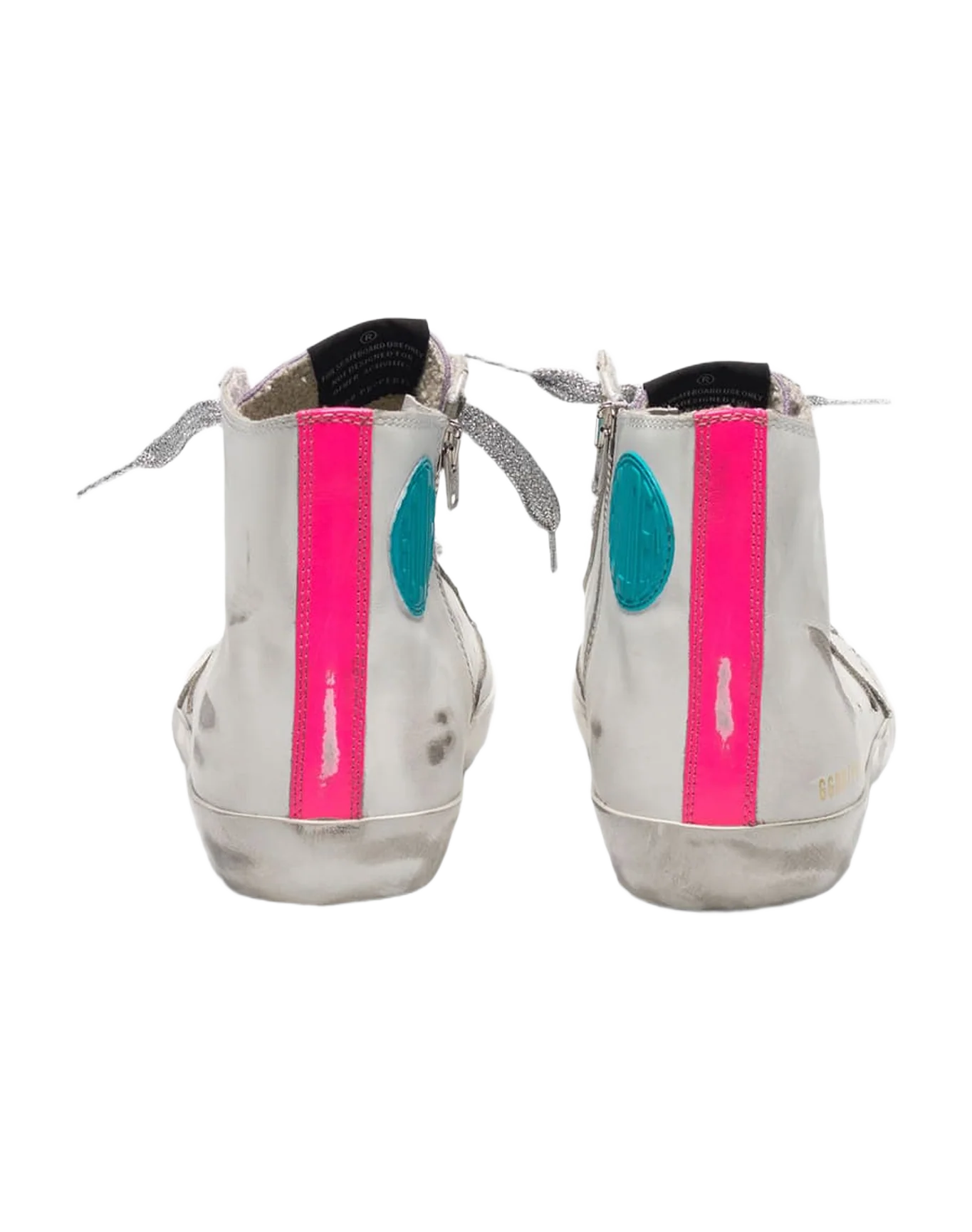 Women | White Francy Sneakers Leather with Fuchsia Bands - Image 8