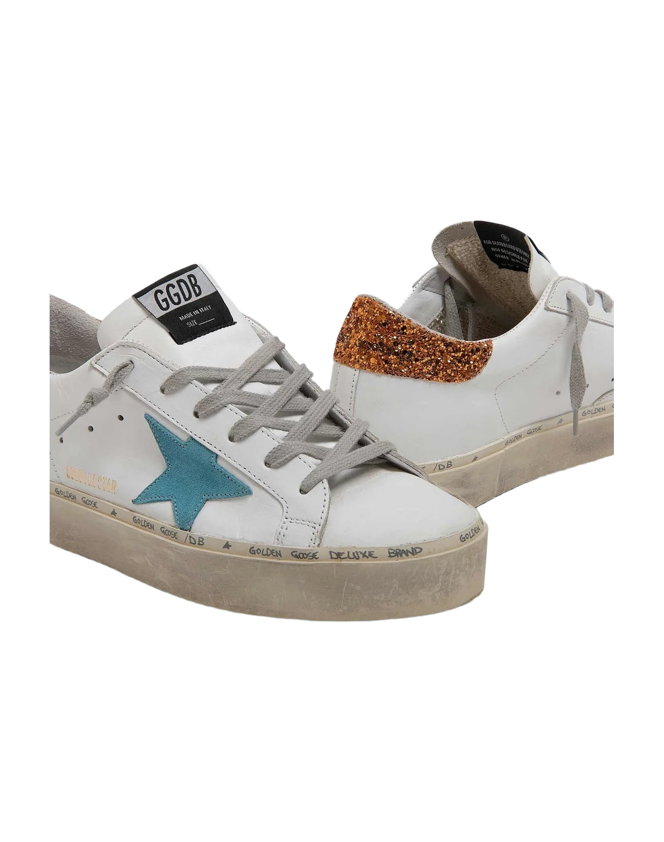 Women | White Hi-Star Sneakers with Sky-Blue Star & Glittery Heel Tab - Image 5