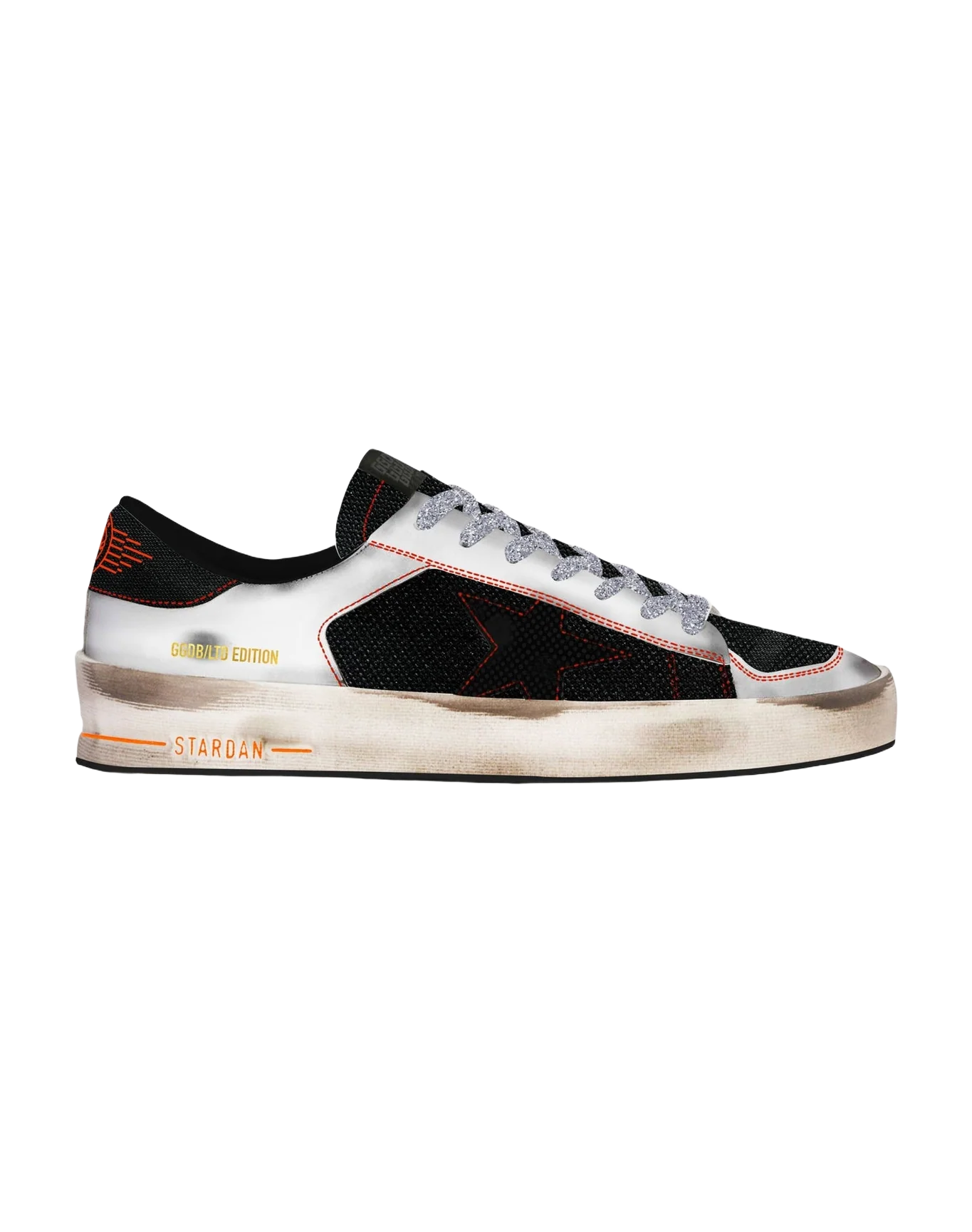 Women | White Limited Edition Lab Stardan Sneakers with Silver Laces | Black x White