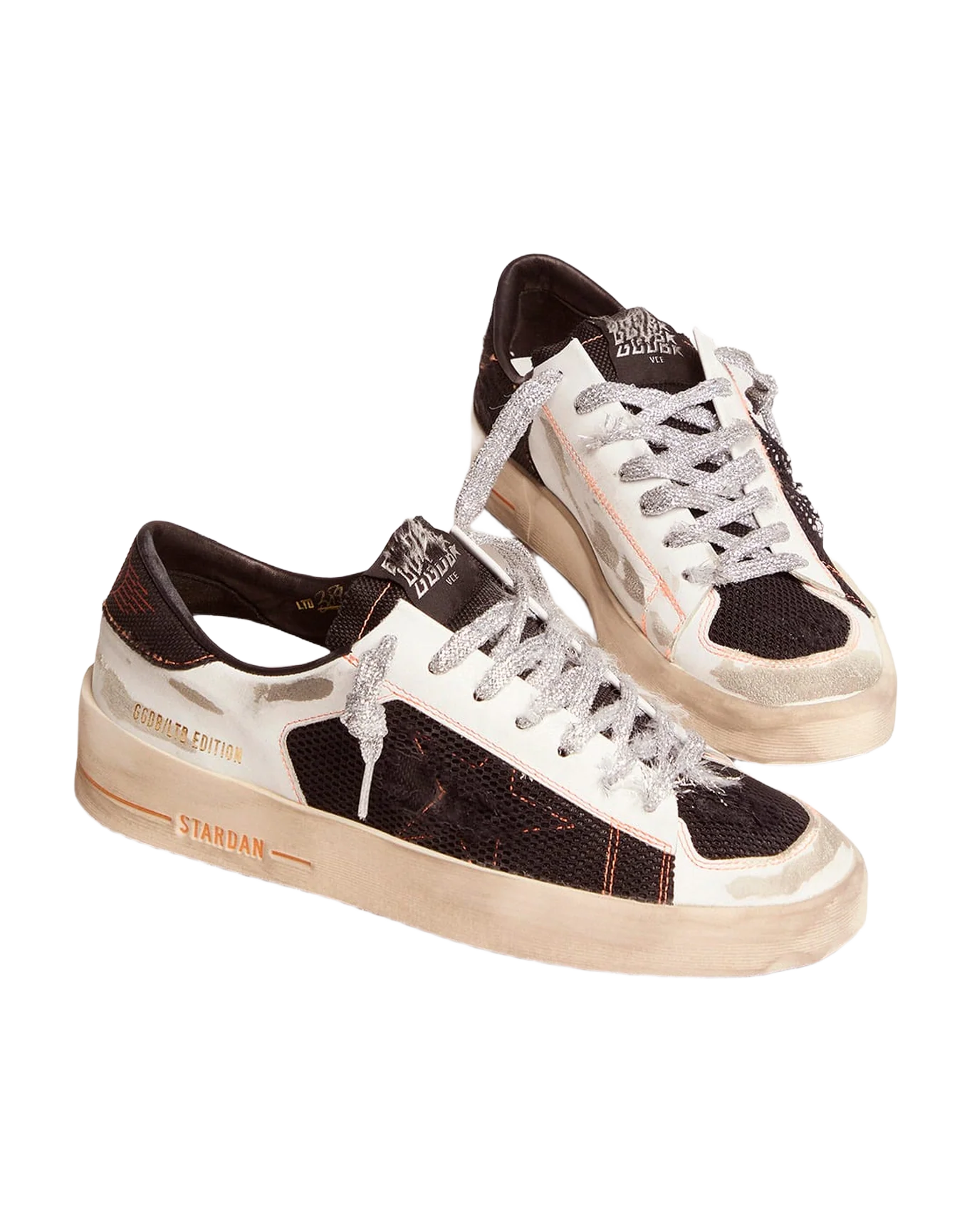 Women | White Limited Edition Lab Stardan Sneakers with Silver Laces | Black x White - Image 2