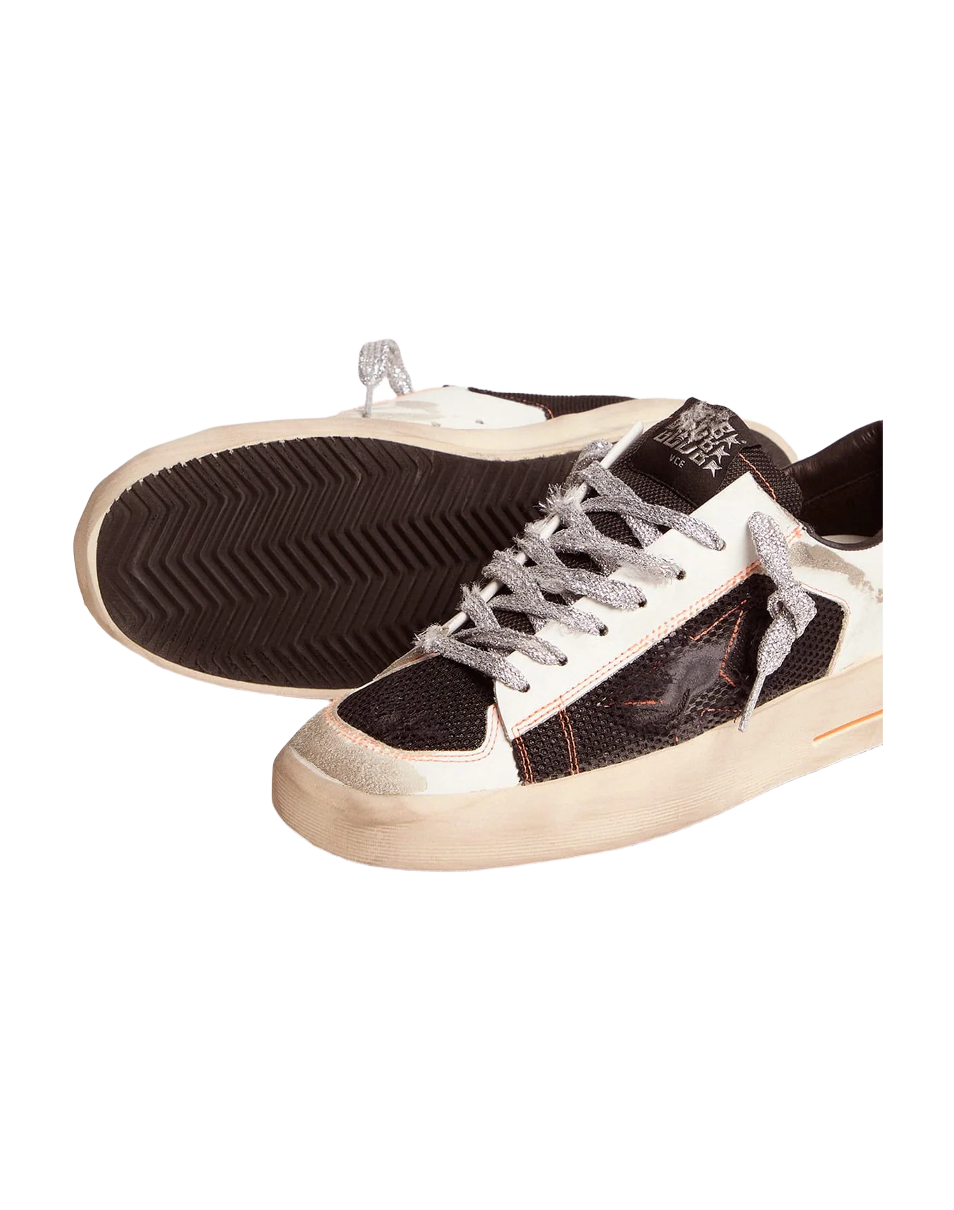Women | White Limited Edition Lab Stardan Sneakers with Silver Laces | Black x White - Image 5