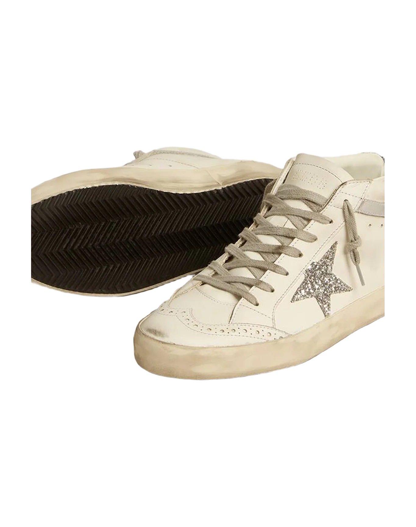 Women | White Mid Star with Silver Glitter Star & Heel Tab | White x Silver - Image 3