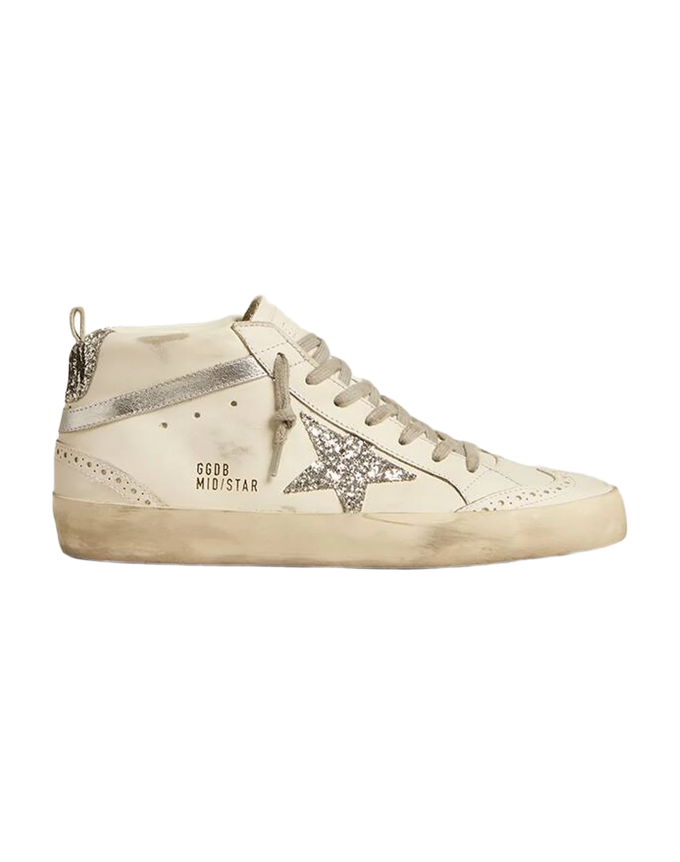 Women | White Mid Star with Silver Glitter Star & Heel Tab | White x Silver - Image 4