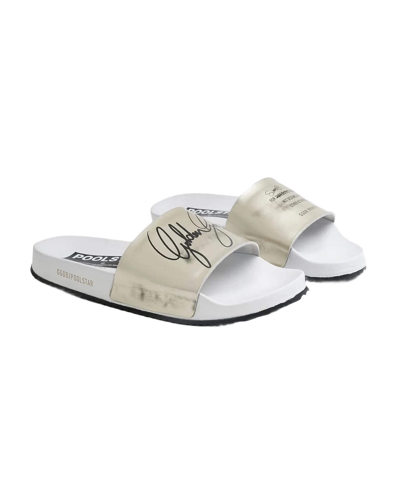 Women | White Poolstars with Gold Strap