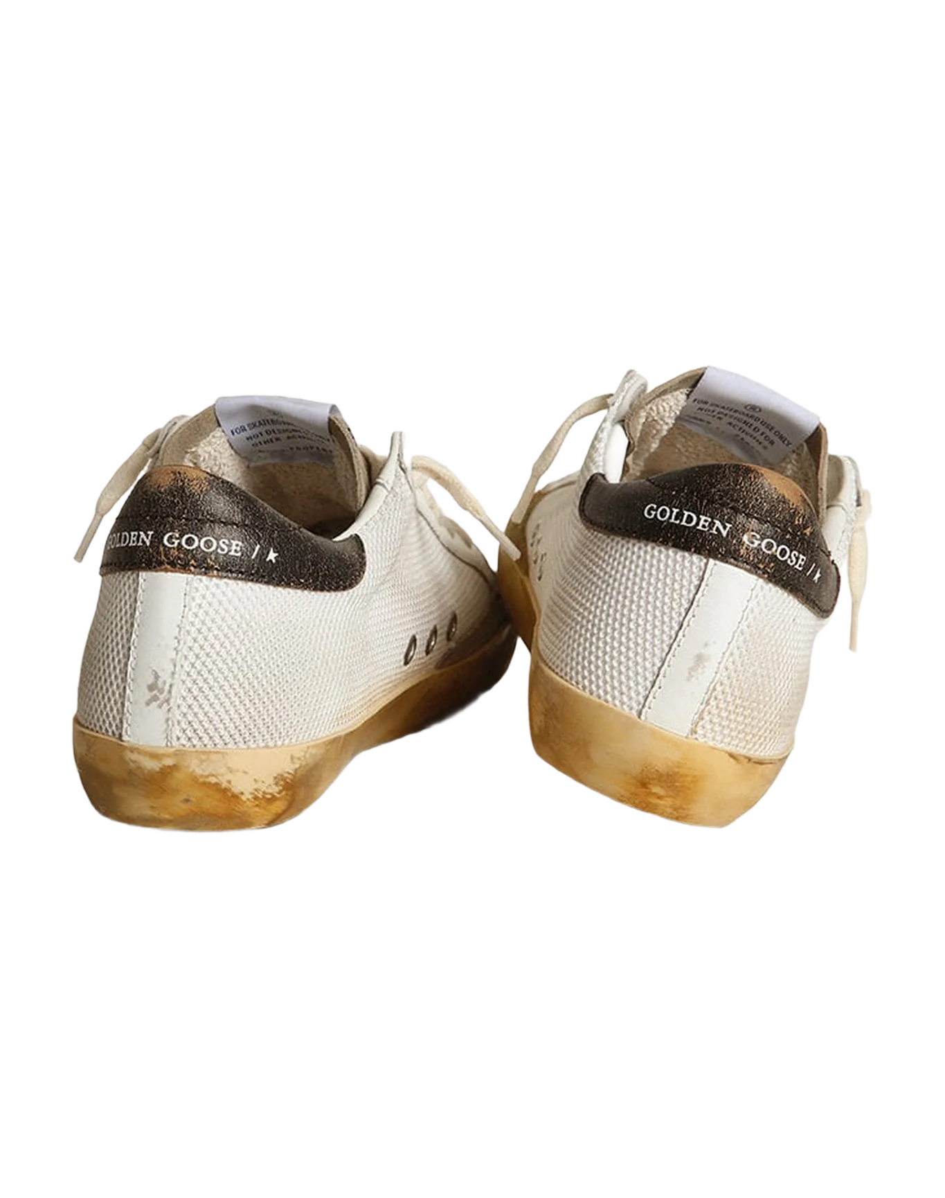 Women | White Super-Star Sneakers with Silver Leather & Black Heel Tab | White x Taupe x Silver x Black - Image 2