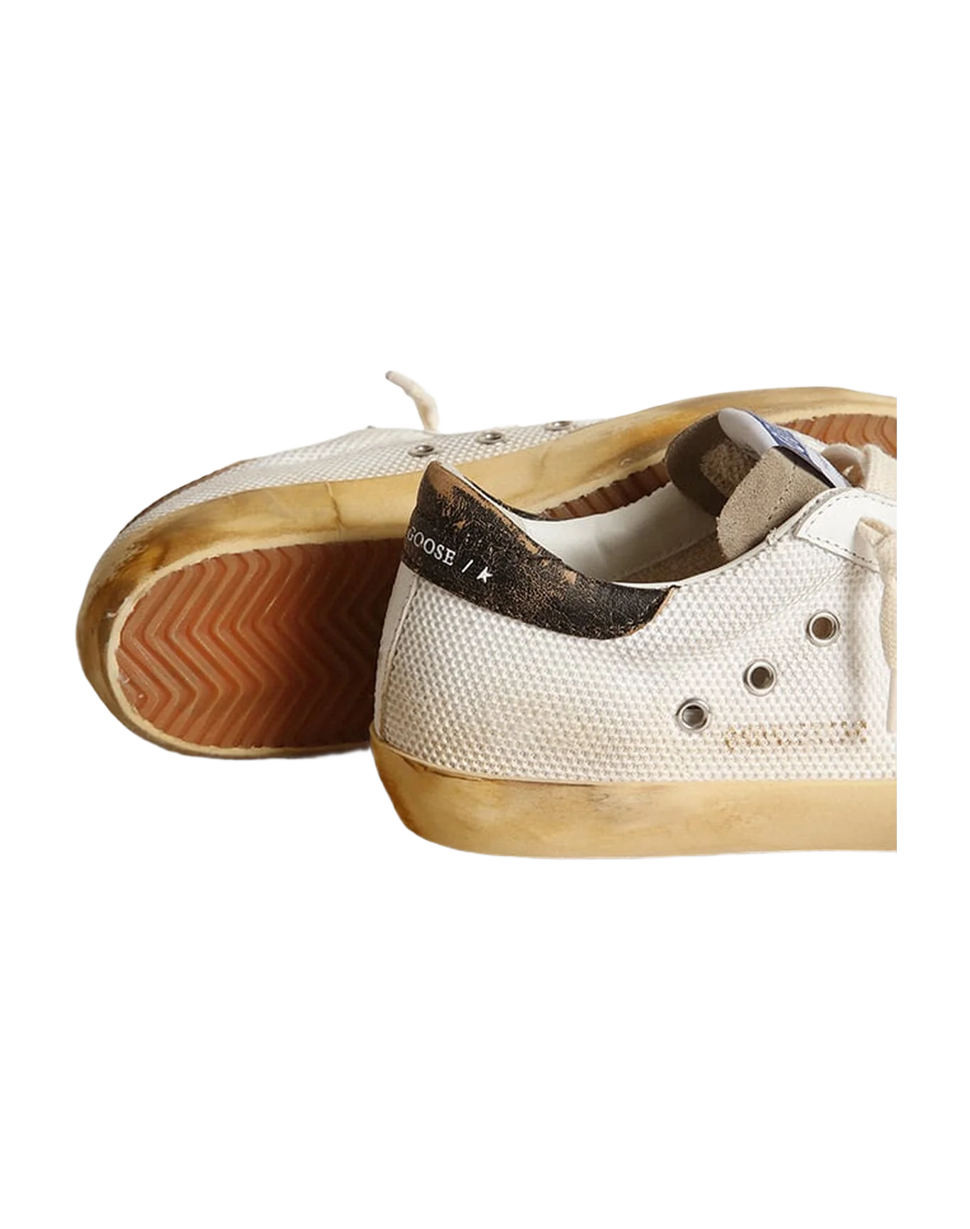 Women | White Super-Star Sneakers with Silver Leather & Black Heel Tab | White x Taupe x Silver x Black - Image 3