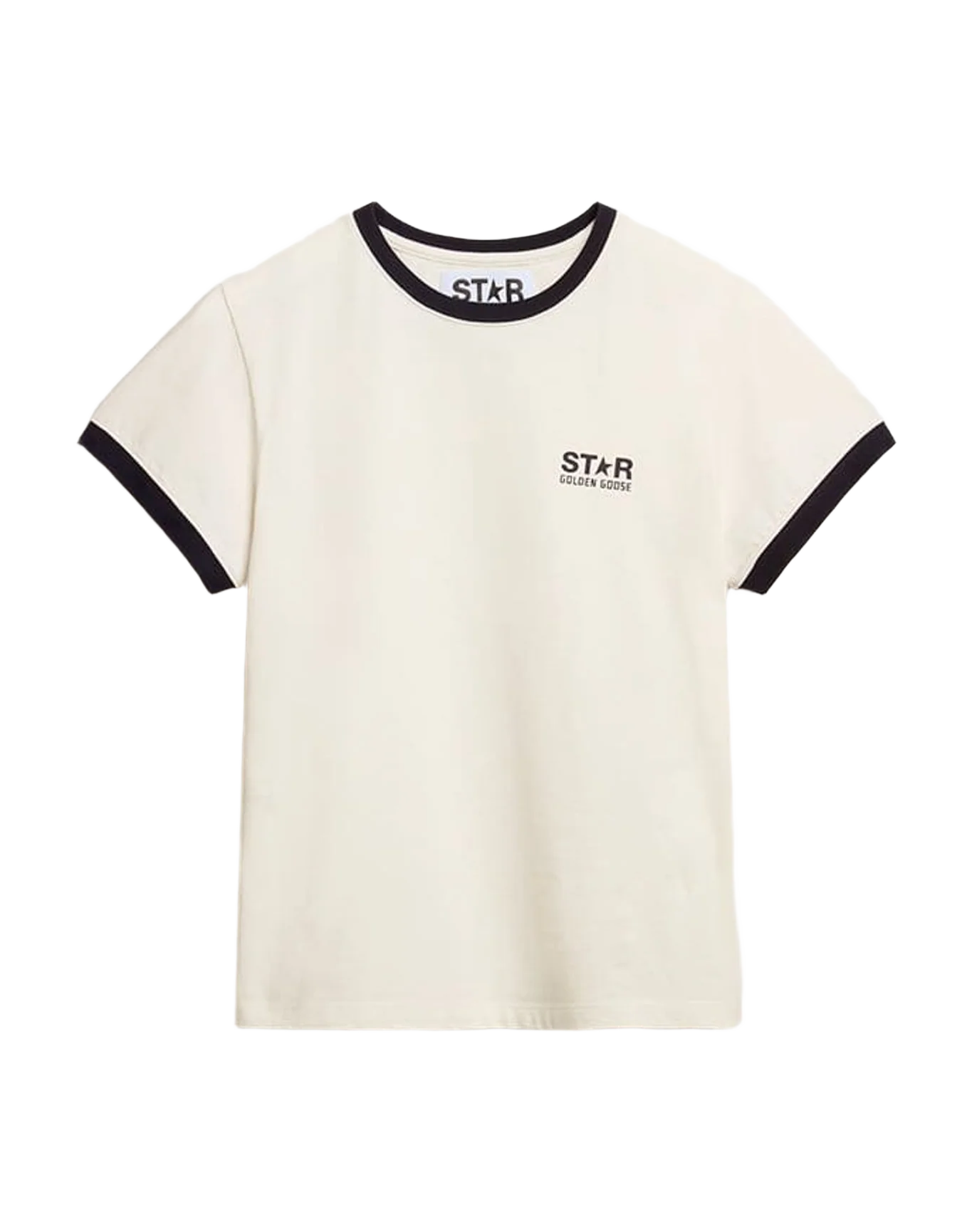 Women | White T-Shirt with Black Edges | Heritage White x Dark Blue