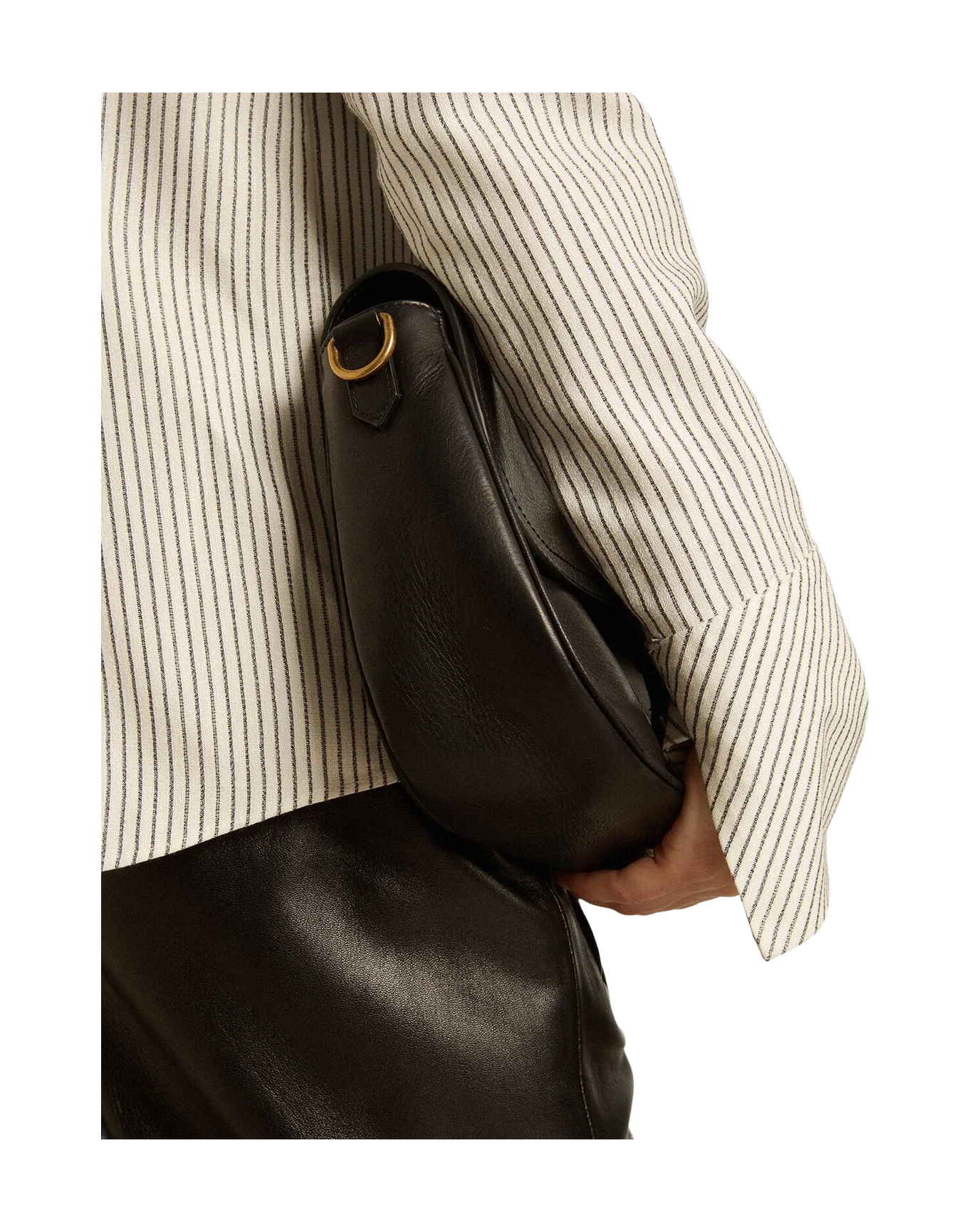 Women | White Viscose Shirt with Narrow Black Stripes | Arctic Wolf x Black - Image 10