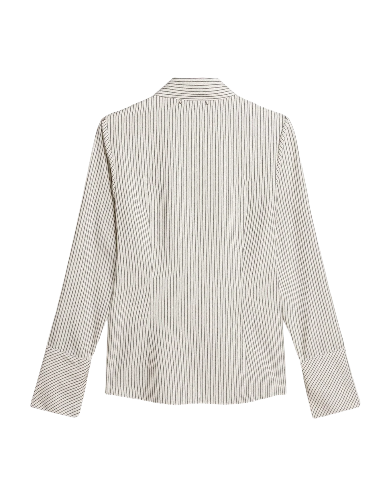 Women | White Viscose Shirt with Narrow Black Stripes | Arctic Wolf x Black - Image 3