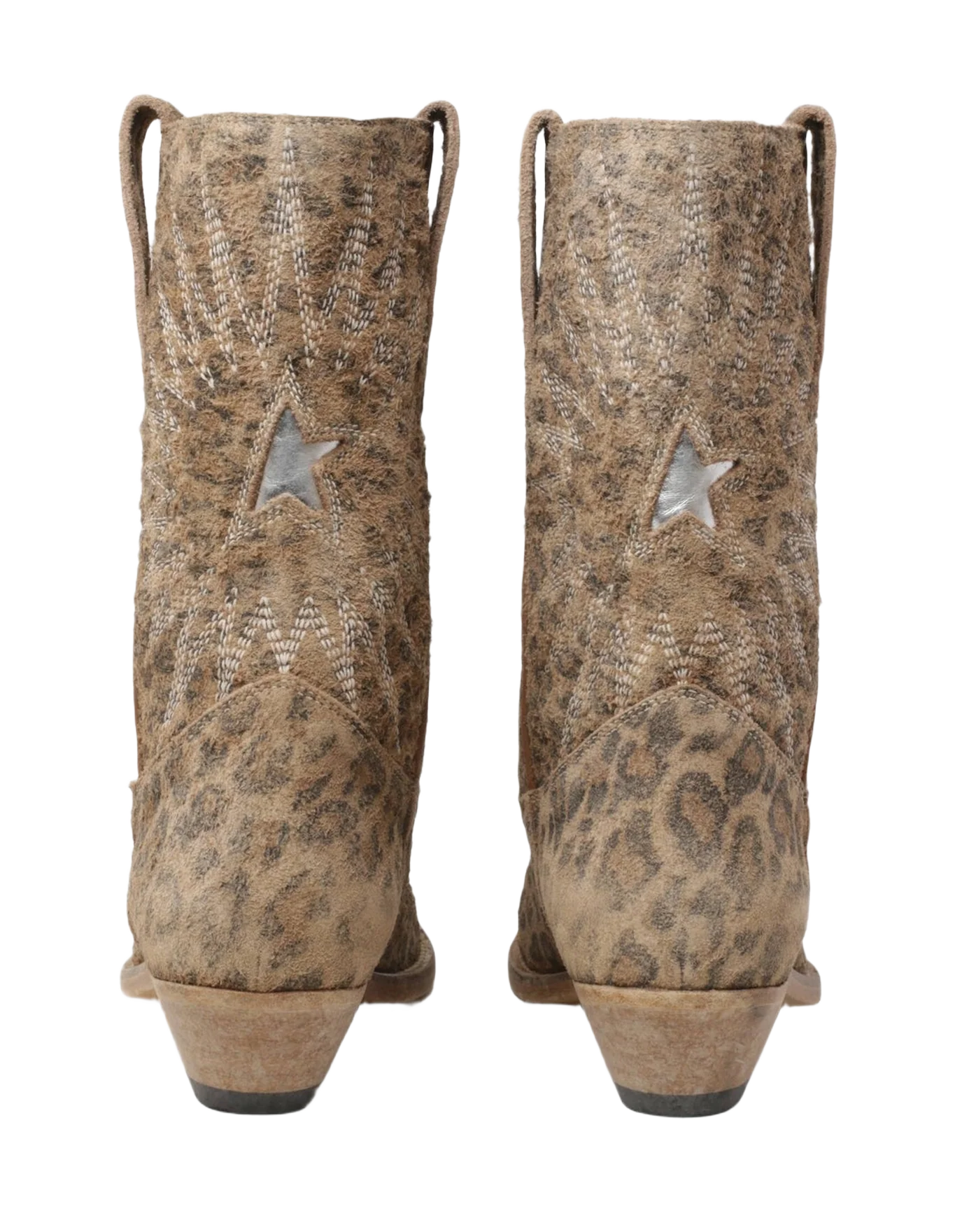 Women | Wish Star Boots with Leopard Print | Beige Brown Leo x Silver
